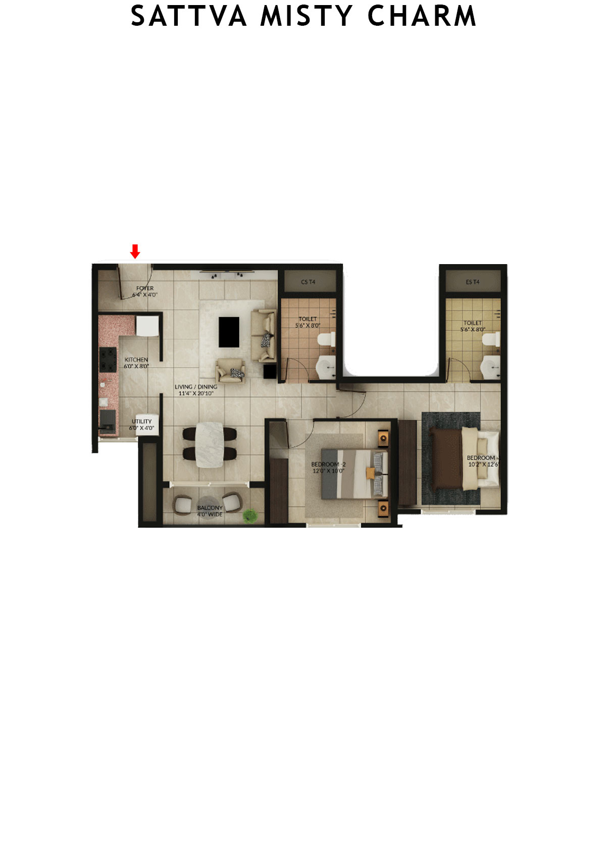 Sattva Misty Charm Tower 3 Unit 3 (Type H) Floor Plan