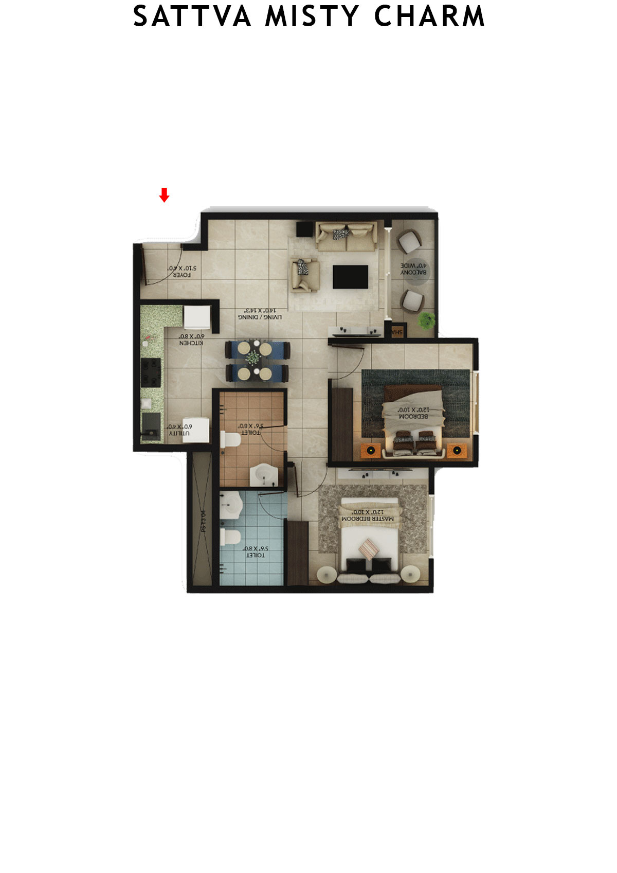 Sattva Misty Charm Tower 7 Unit 2 (Type D) Floor Plan