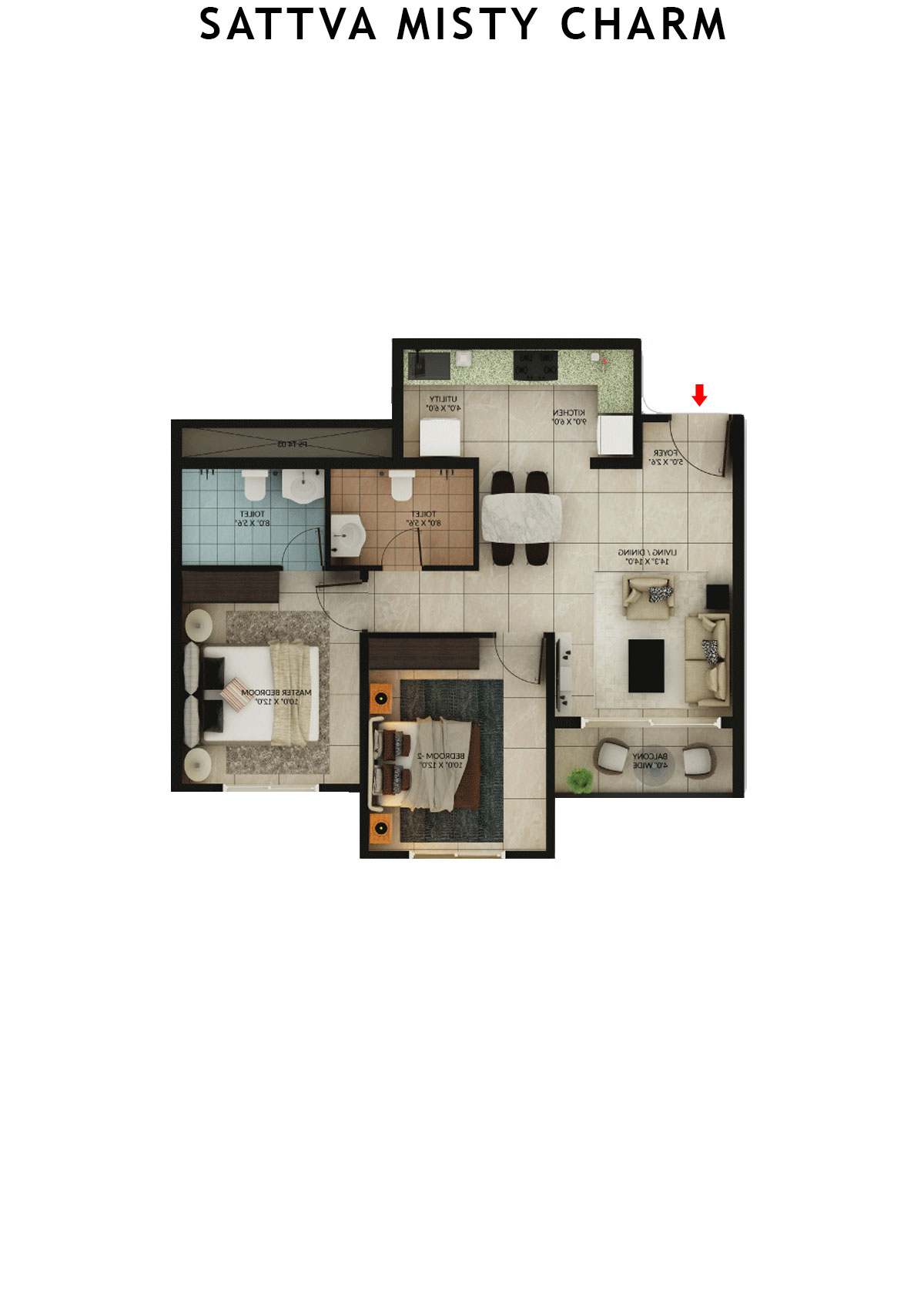 Sattva Misty Charm Tower 7 Unit 5 (Type C1) Floor Plan