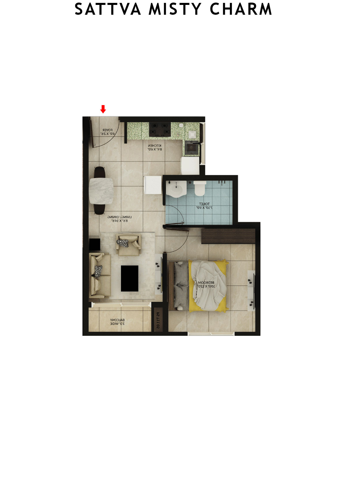 Sattva Misty Charm Tower 8 Unit 4 (Type A) Floor Plan