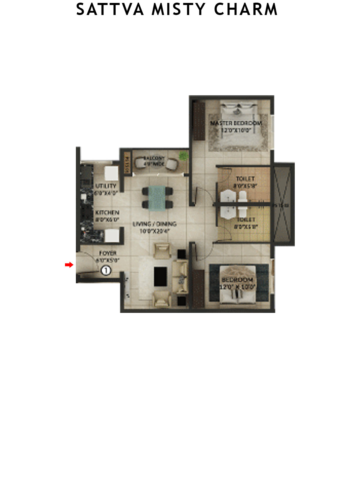 Sattva Misty Charm Tower 9 Unit 1 (Type G) Floor Plan