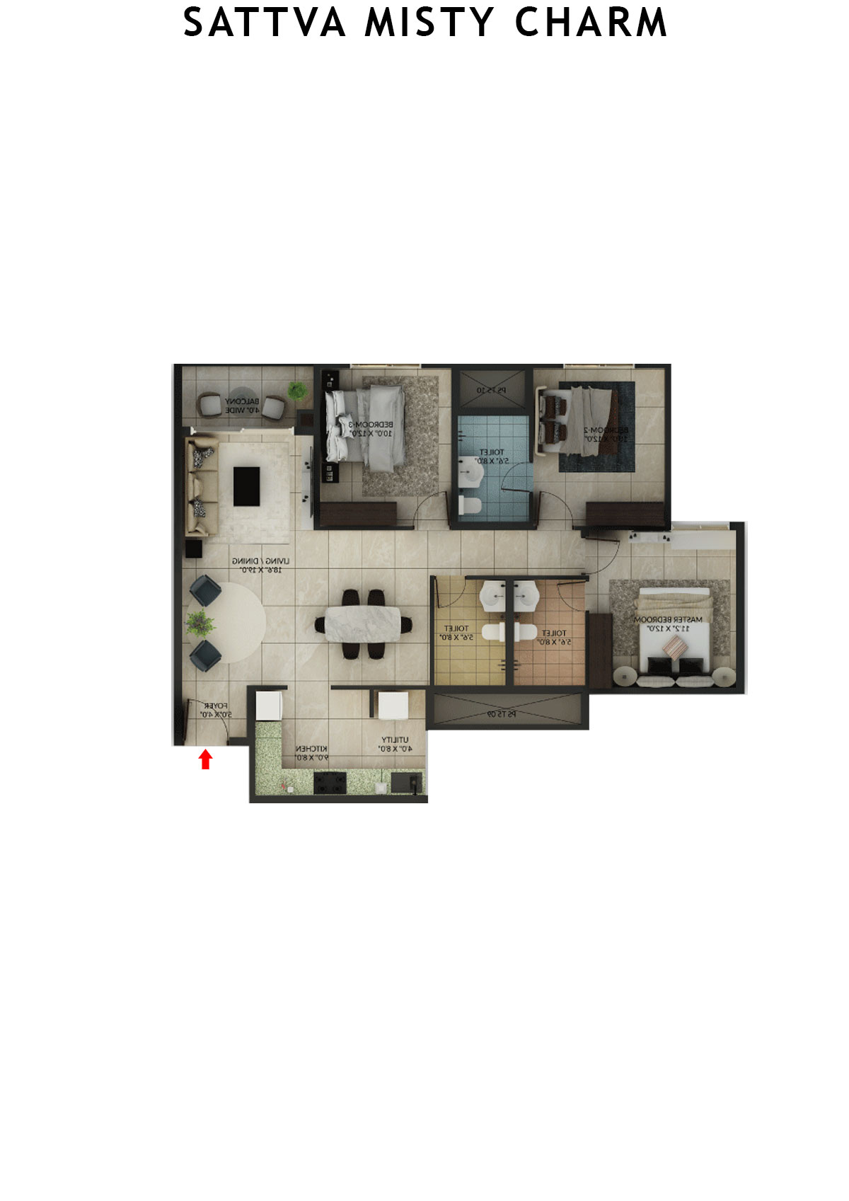 Sattva Misty Charm Tower 9 Unit 6 (Type N) Floor Plan