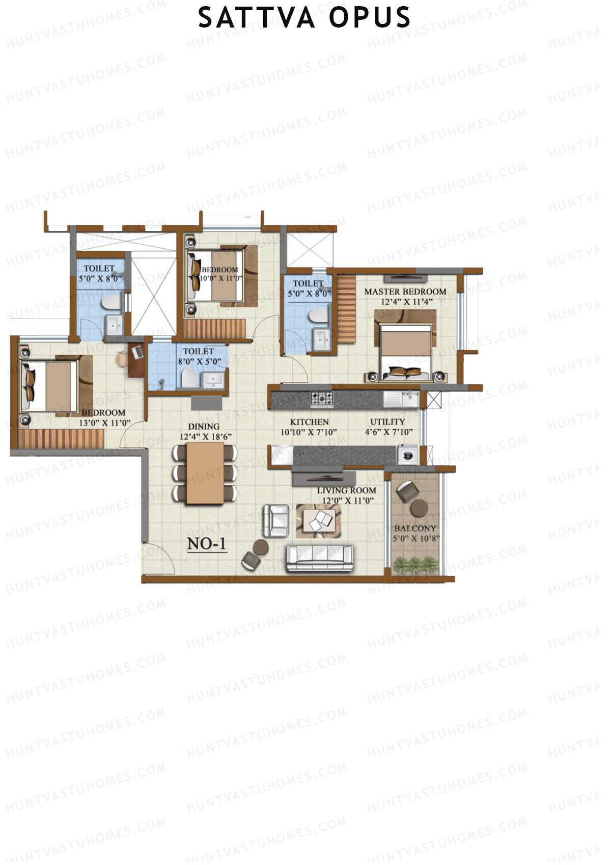 Sattva Opus Tower 1 Unit 1 Floor Plan