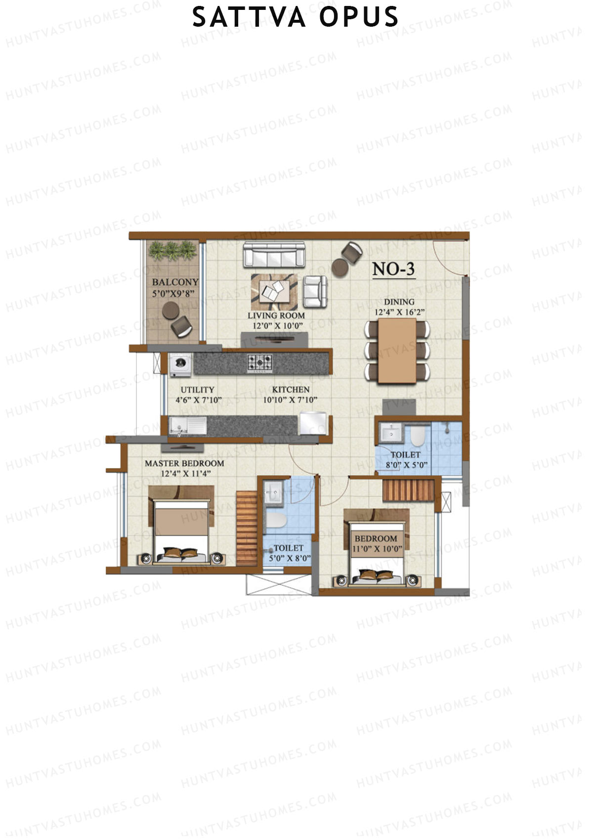 Sattva Opus Tower 1 Unit 3 Floor Plan