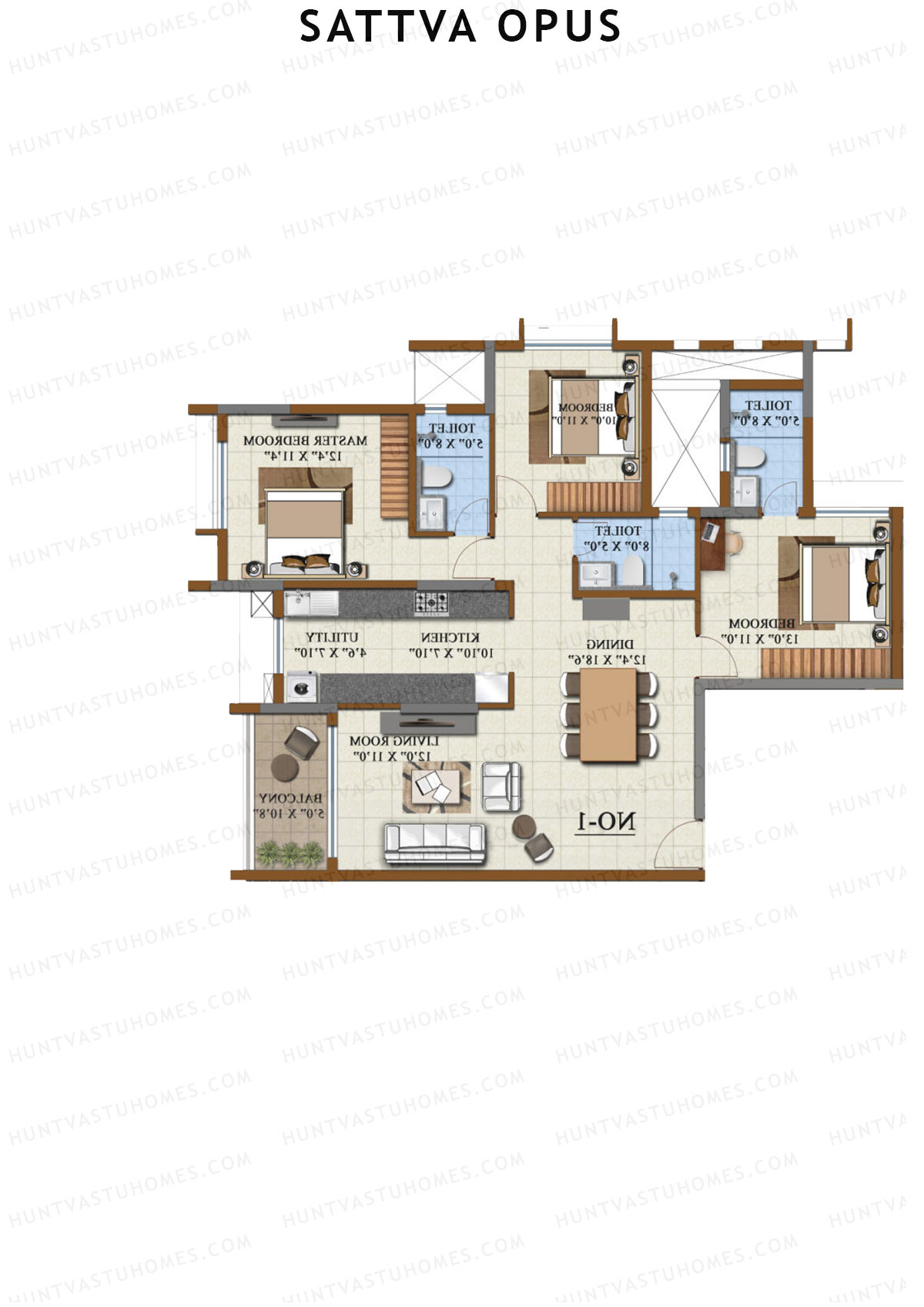 Sattva Opus Tower 1 Unit 4 Floor Plan