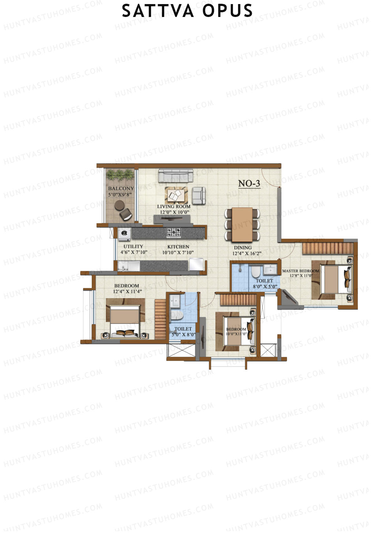Sattva Opus Tower 2 Unit 3 Floor Plan