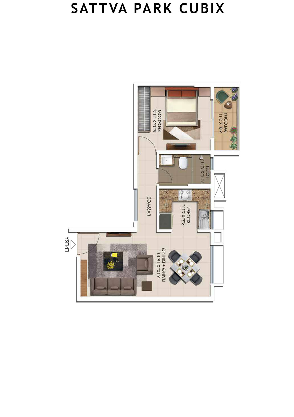 Sattva Park Cubix Tower 10 Unit 3 (Type 4) Floor Plan