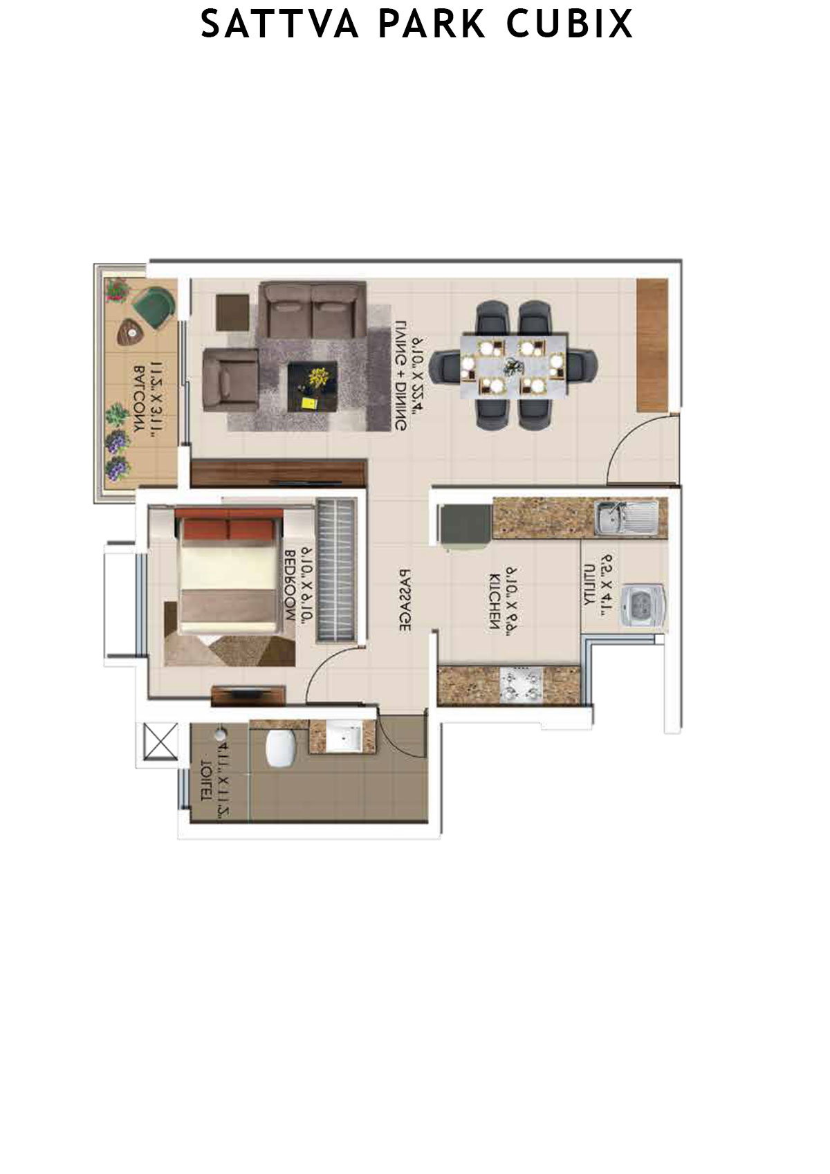 Sattva Park Cubix Tower 10 Unit 6 (Type 8) Floor Plan