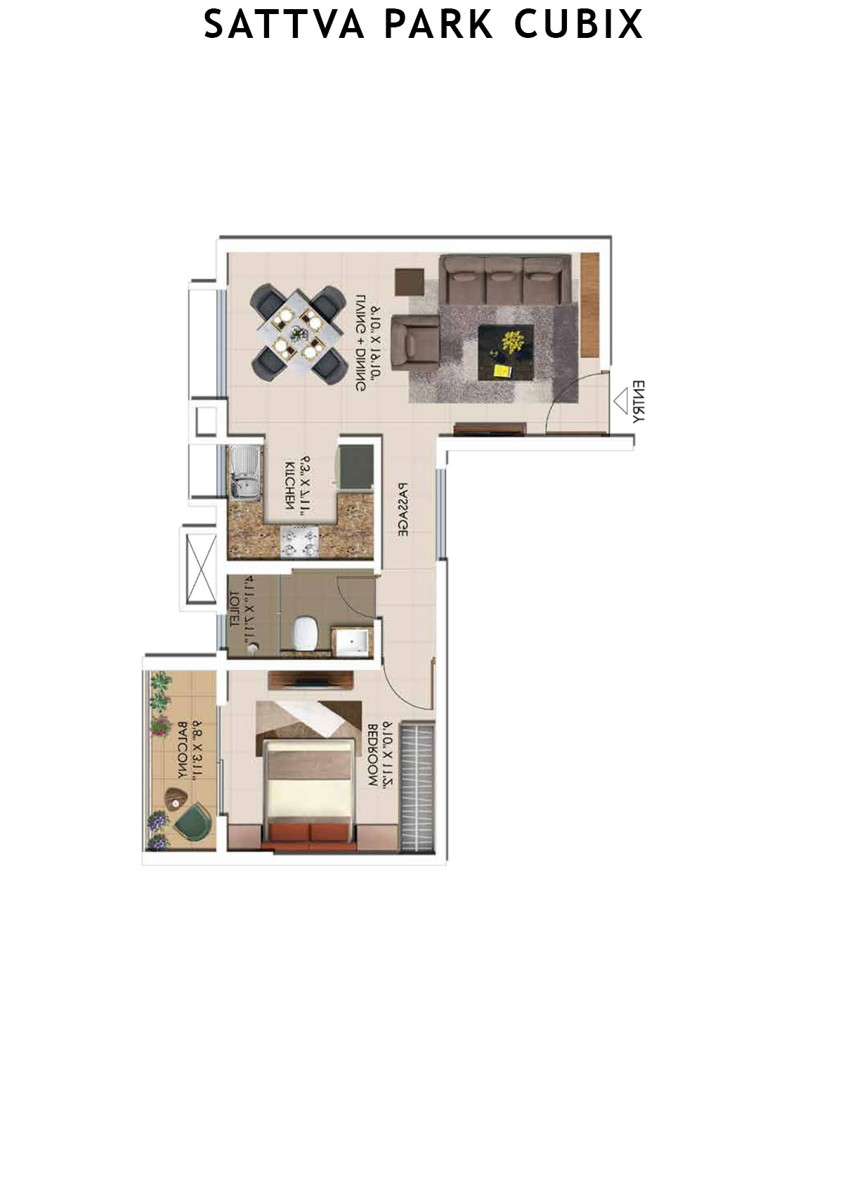 Sattva Park Cubix Tower 1 Unit 3 (Type 4) Floor Plan