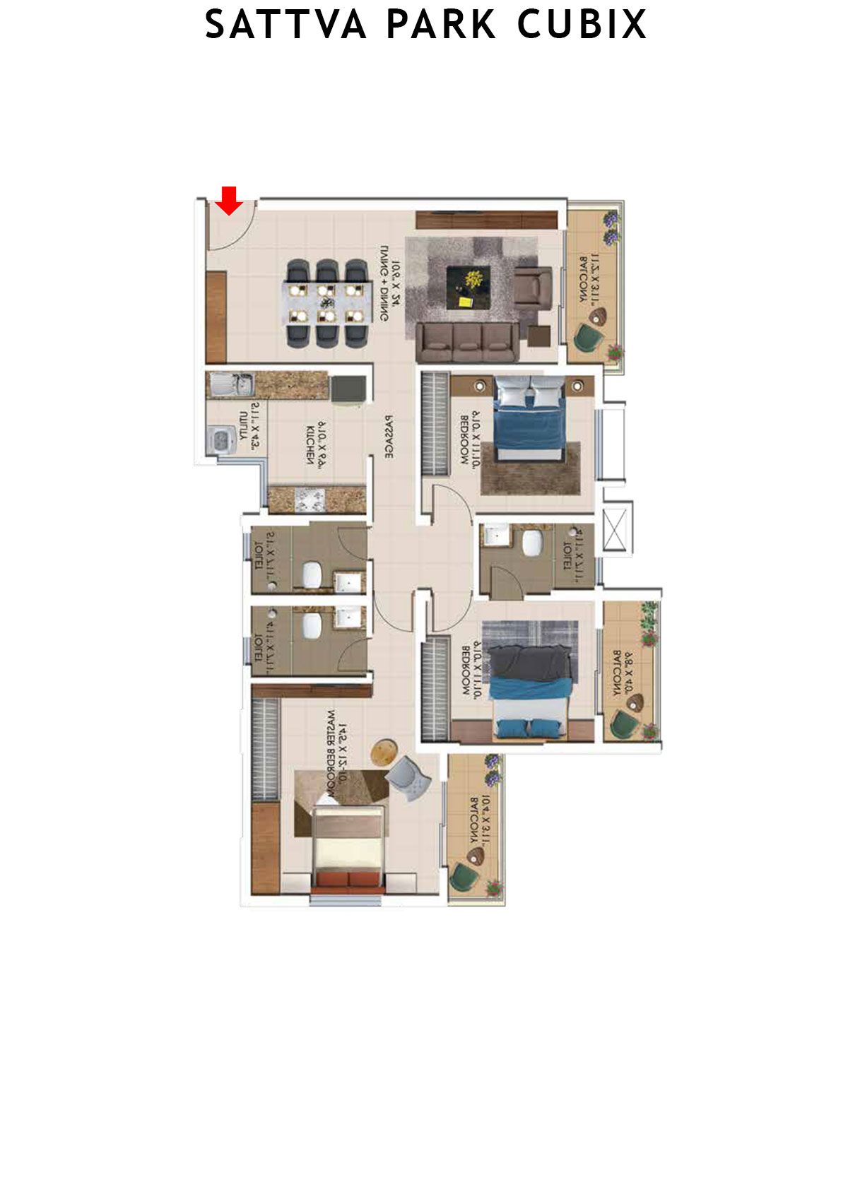 Sattva Park Cubix Tower 1 Unit 5 (Type 5) Floor Plan