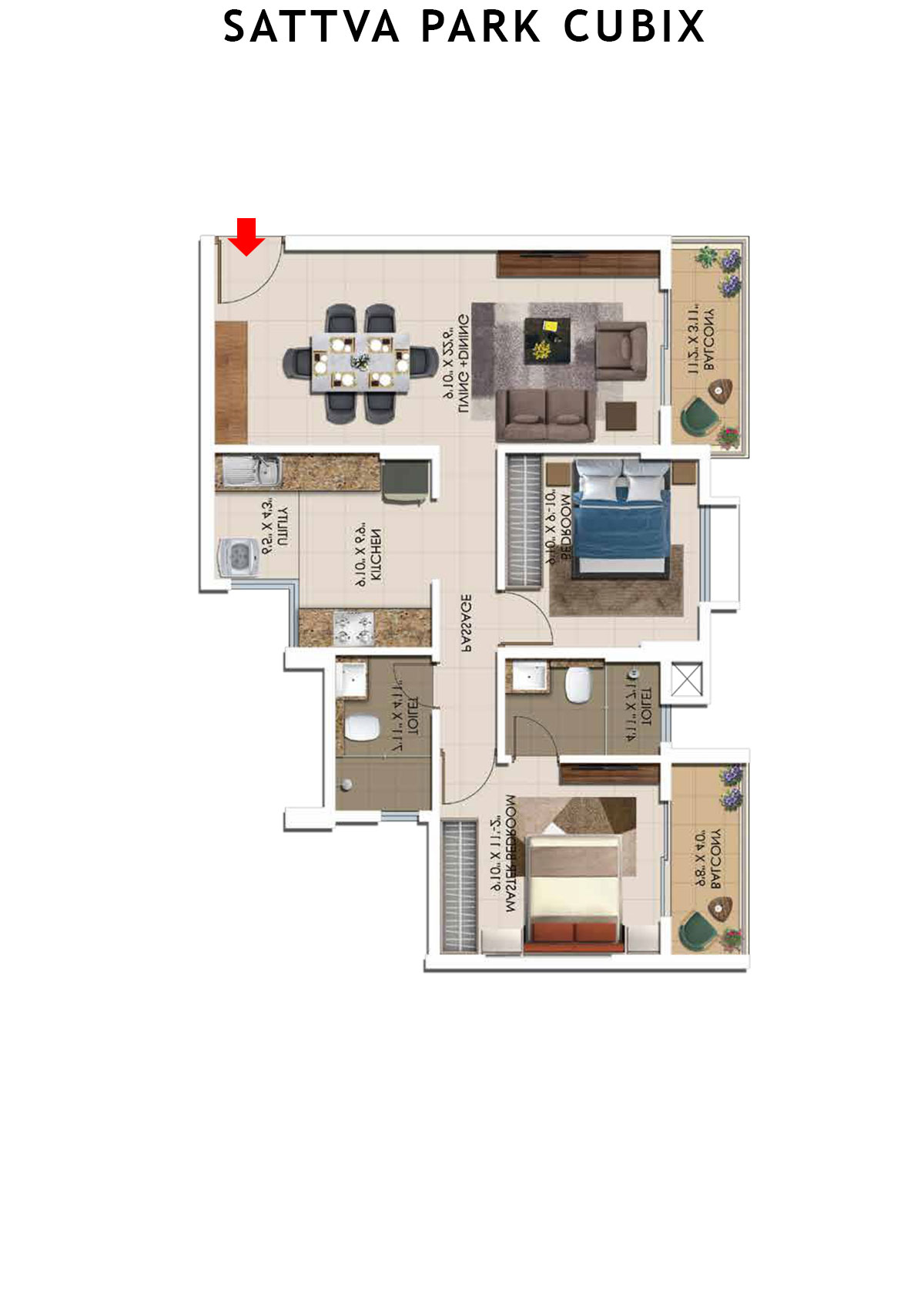 Sattva Park Cubix Tower 2 Unit 1 (Type 6) Floor Plan