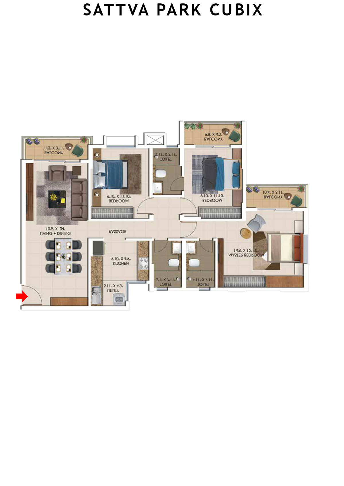Sattva Park Cubix Tower 4 Unit 4 (Type 5A) Floor Plan