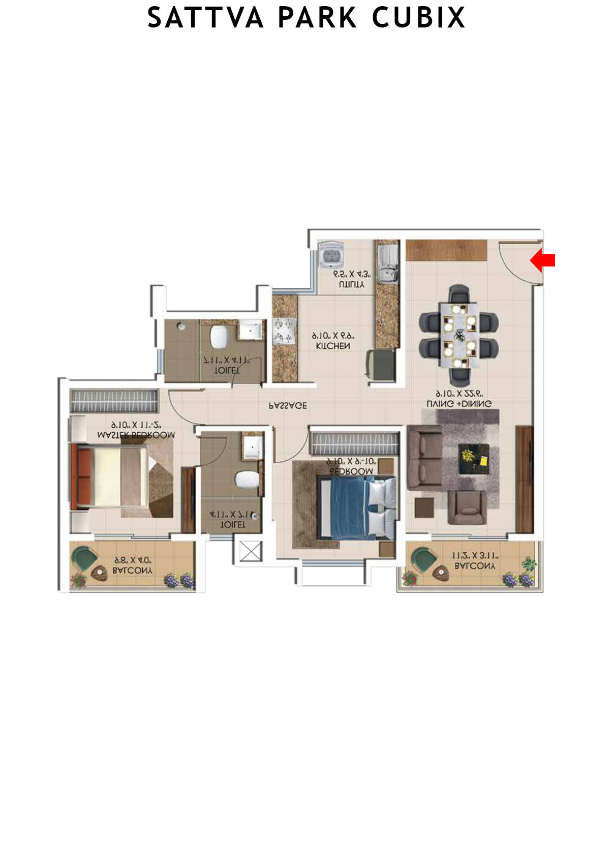 Sattva Park Cubix Tower 5 Unit 1 (Type 6) Floor Plan