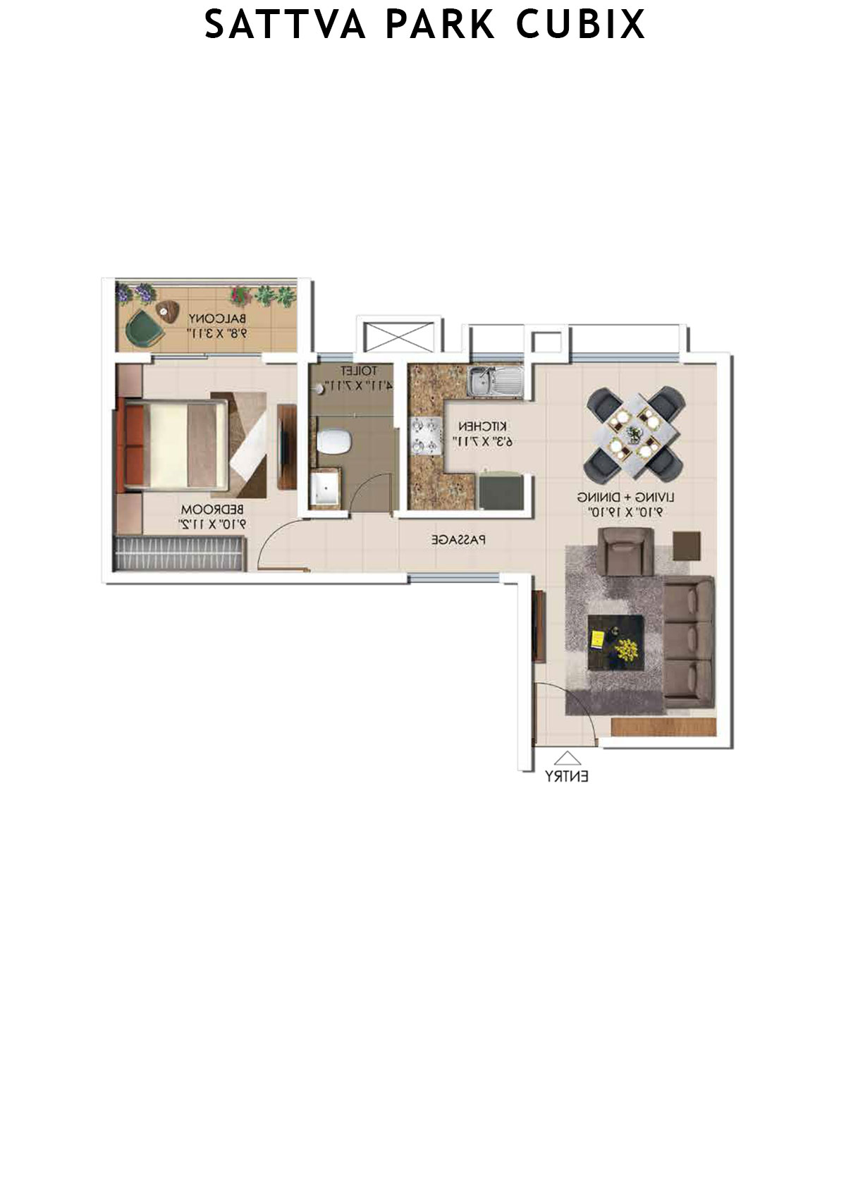 Sattva Park Cubix Tower 6 Unit 3 (Type 4) Floor Plan