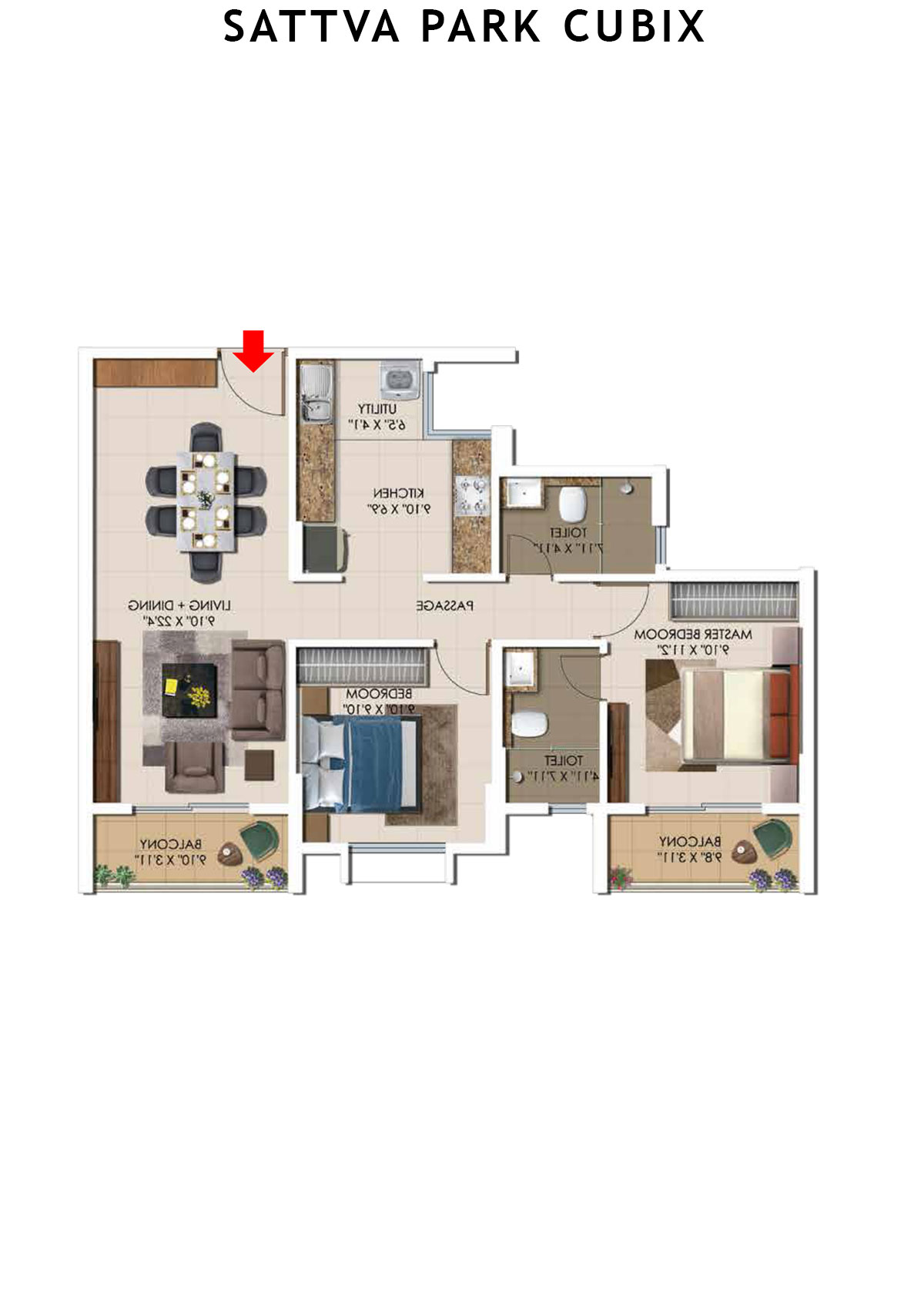 Sattva Park Cubix Tower 6 Unit 6 (Type 2) Floor Plan