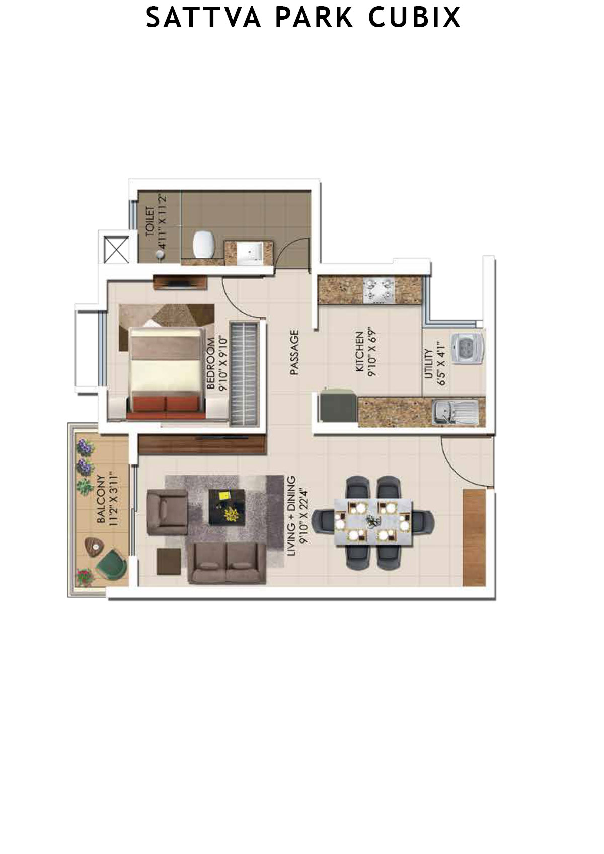 Sattva Park Cubix Tower 8 Unit 6 (Type 8) Floor Plan