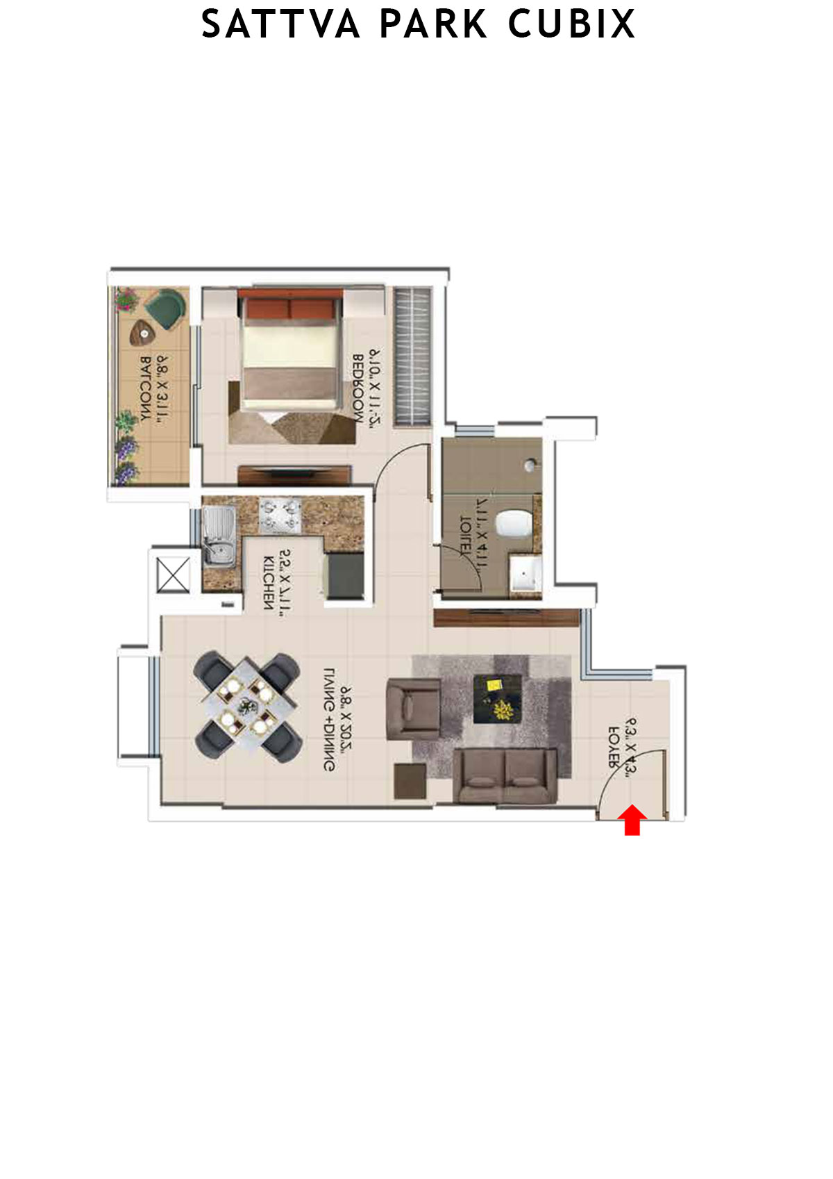 Sattva Park Cubix Tower 9 Unit 4 (Type 9) Floor Plan