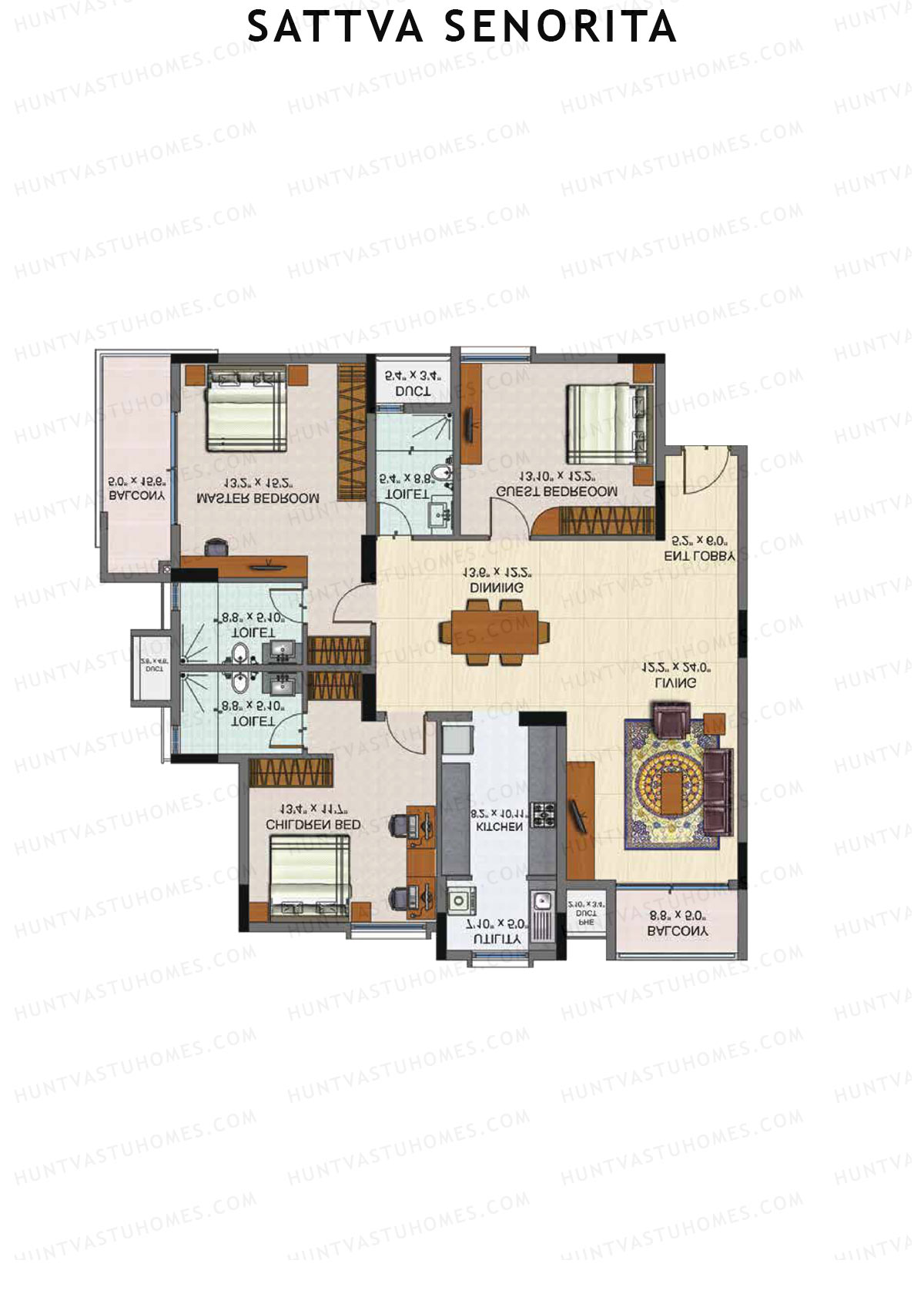 Sattva Senorita Benita Unit 1 Floor Plan