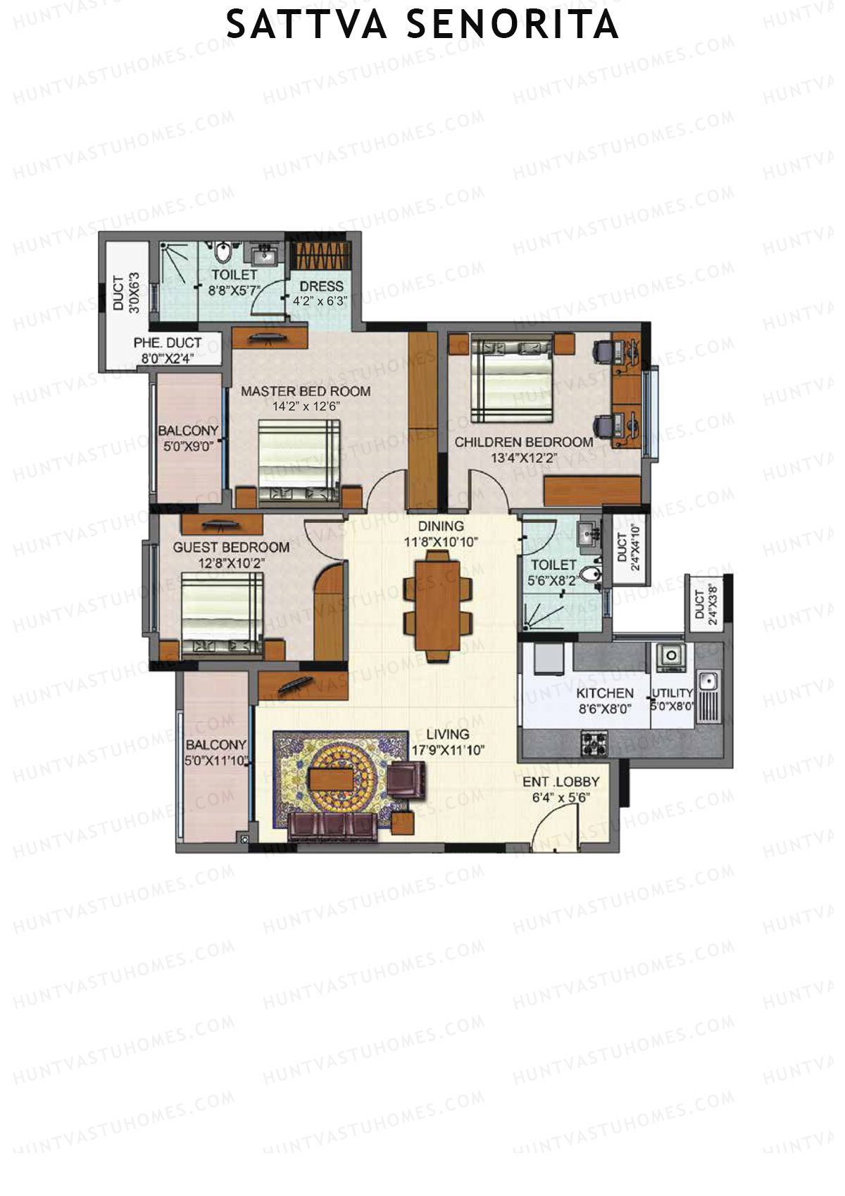 Sattva Senorita Benita Unit 3 Floor Plan