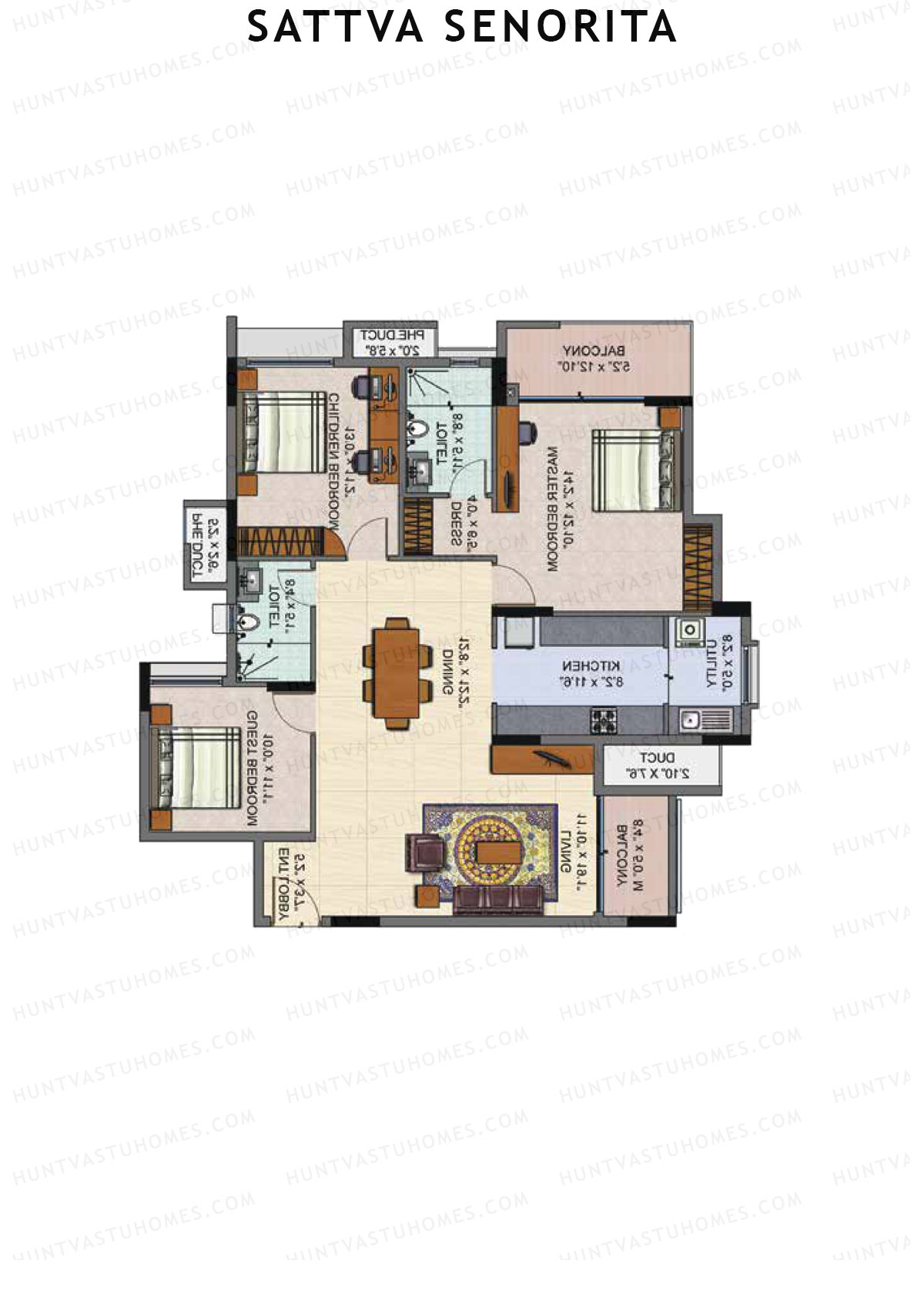 Sattva Senorita Benita Unit 4 Floor Plan
