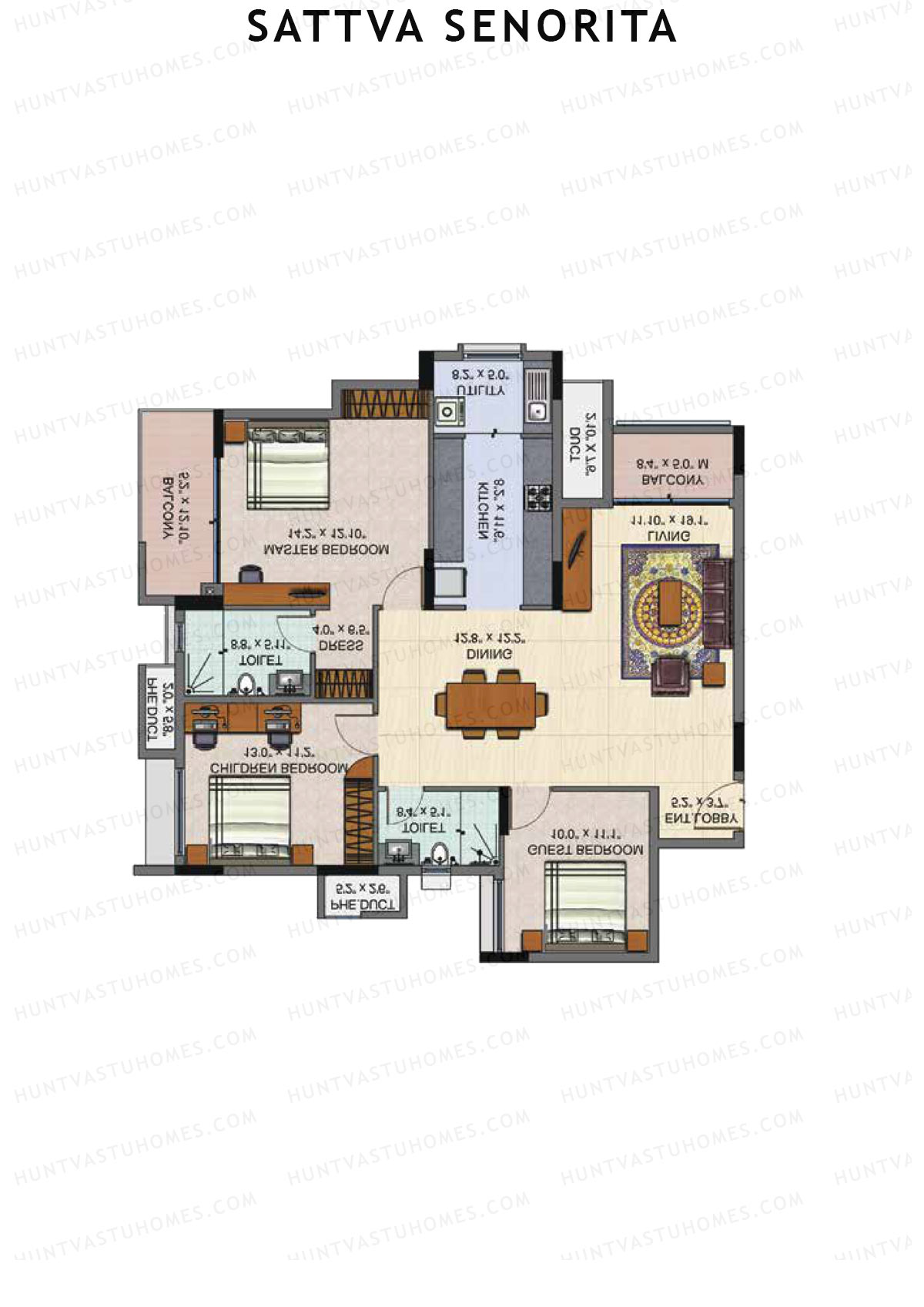 Sattva Senorita Clara Unit 3 Floor Plan