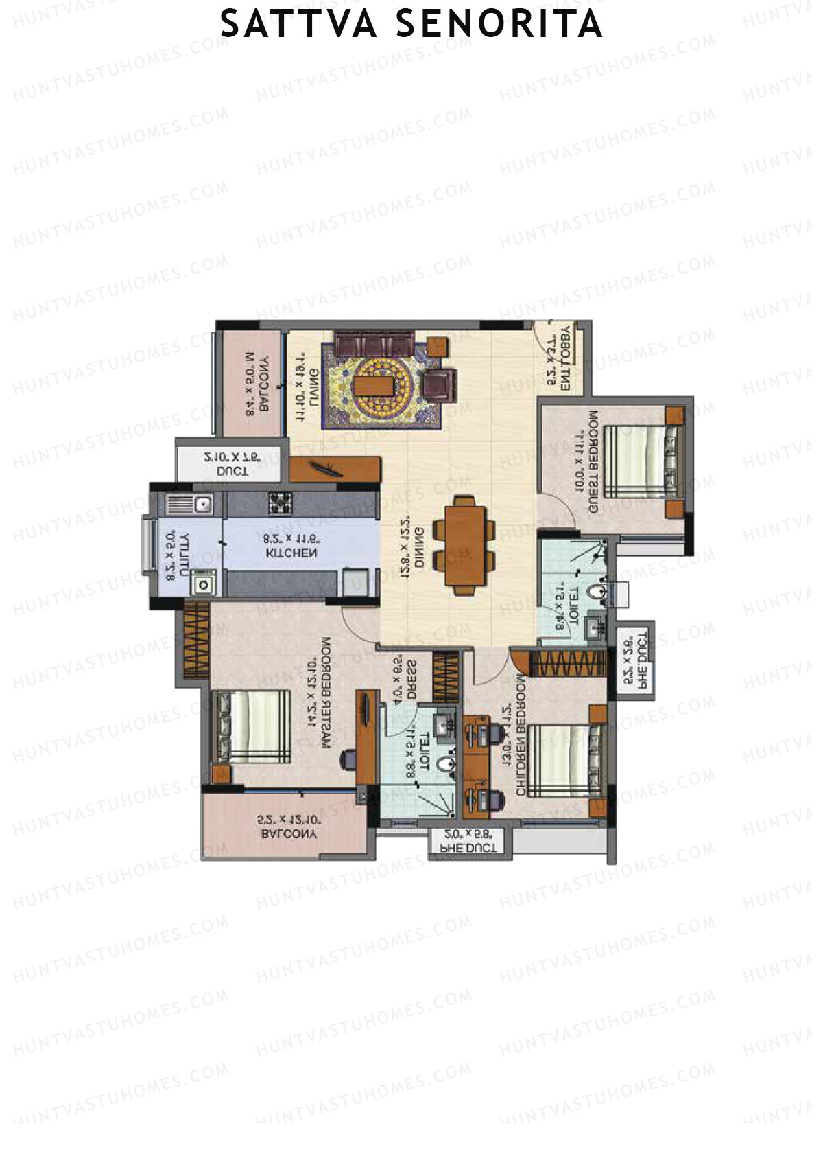 Sattva Senorita Dalia Unit 3 Floor Plan