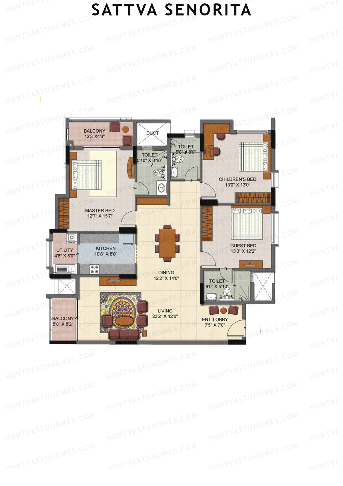 Sattva Senorita Erica Unit 1 Floor Plan