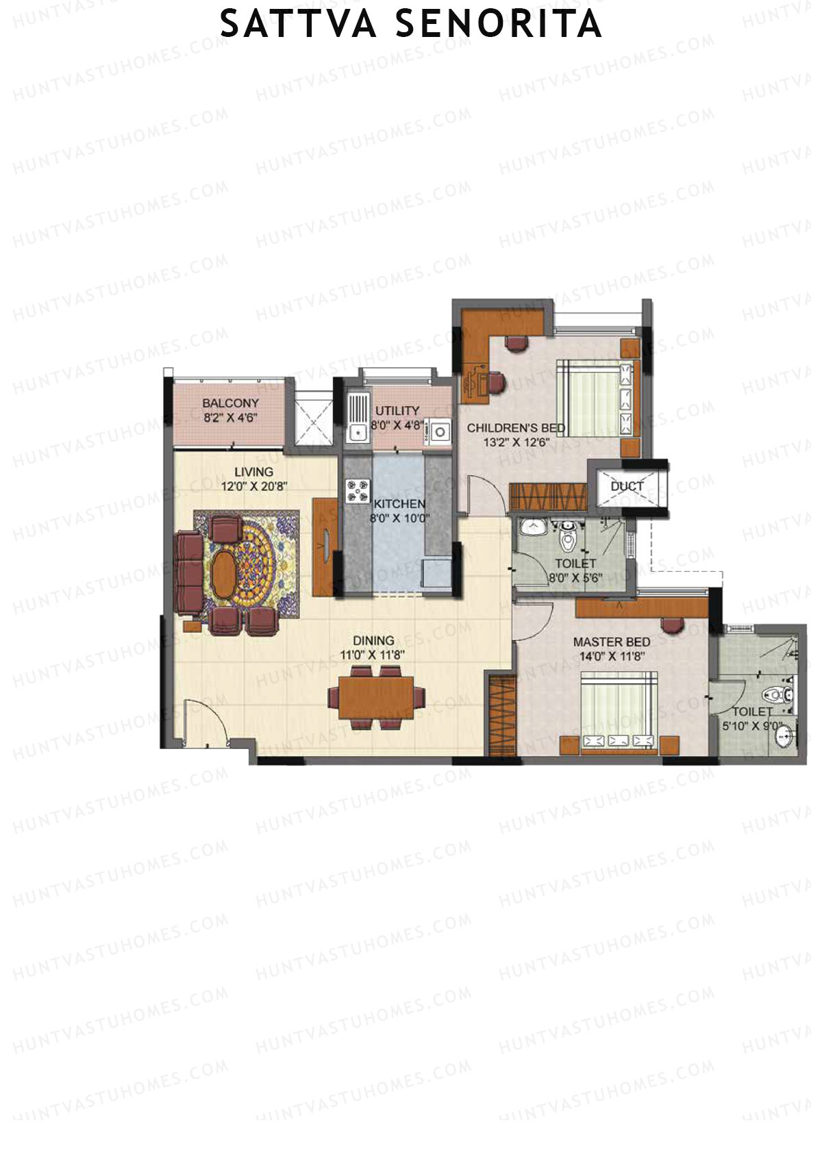 Sattva Senorita Erica Unit 3 Floor Plan