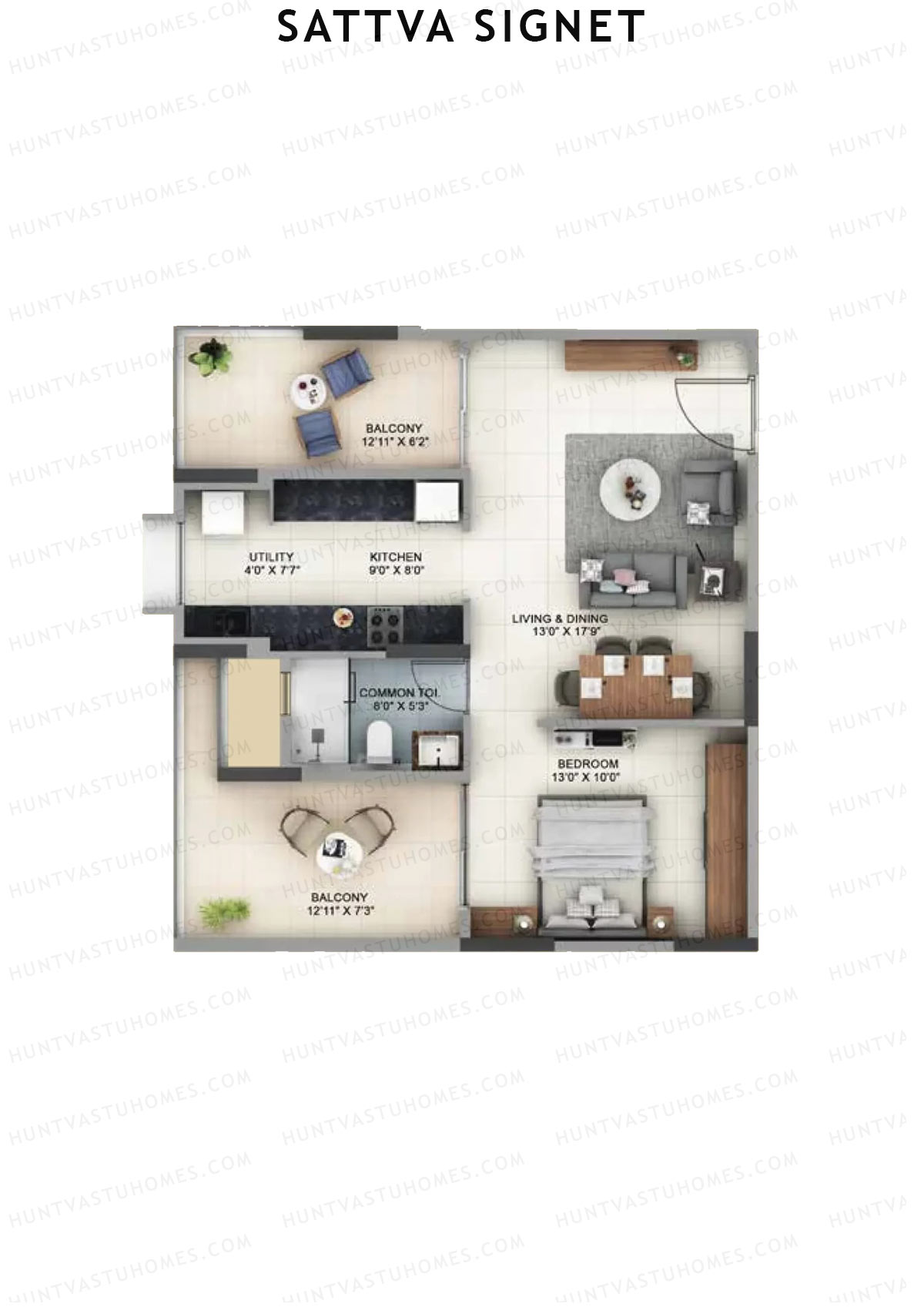 Sattva Signet Tower A Unit 2 (Type F2) Floor Plan