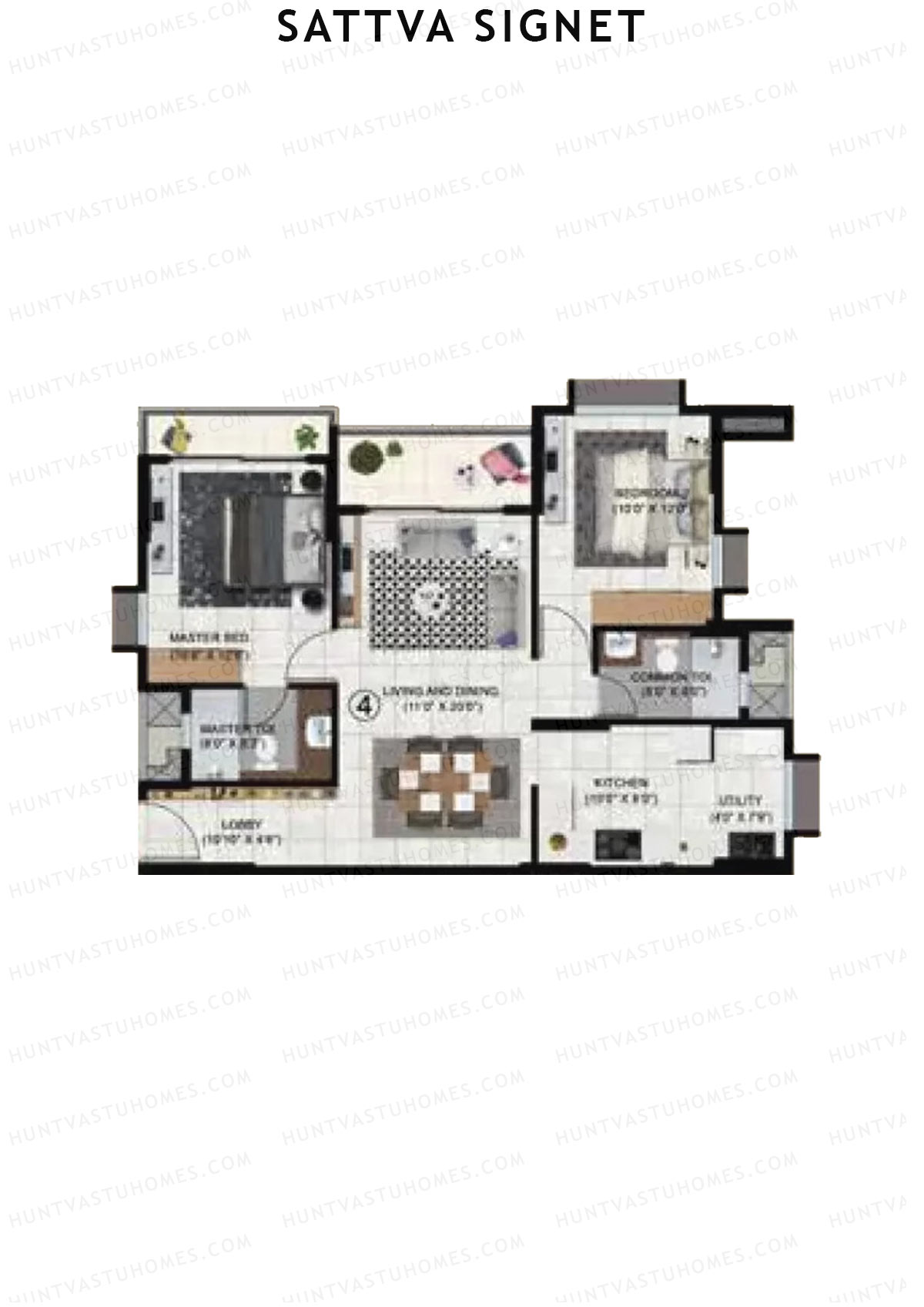 Sattva Signet Tower A Unit 4 (Type D1) Floor Plan