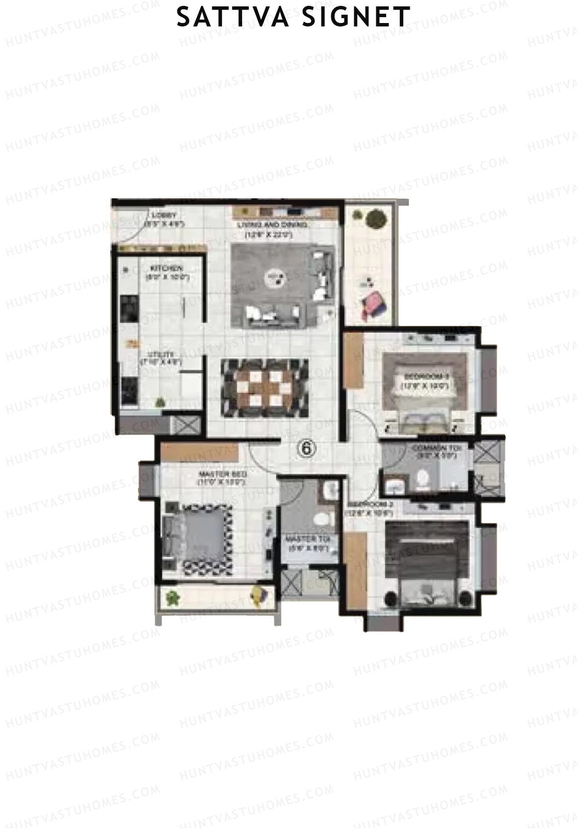 Sattva Signet Tower A Unit 6 (Type C1) Floor Plan