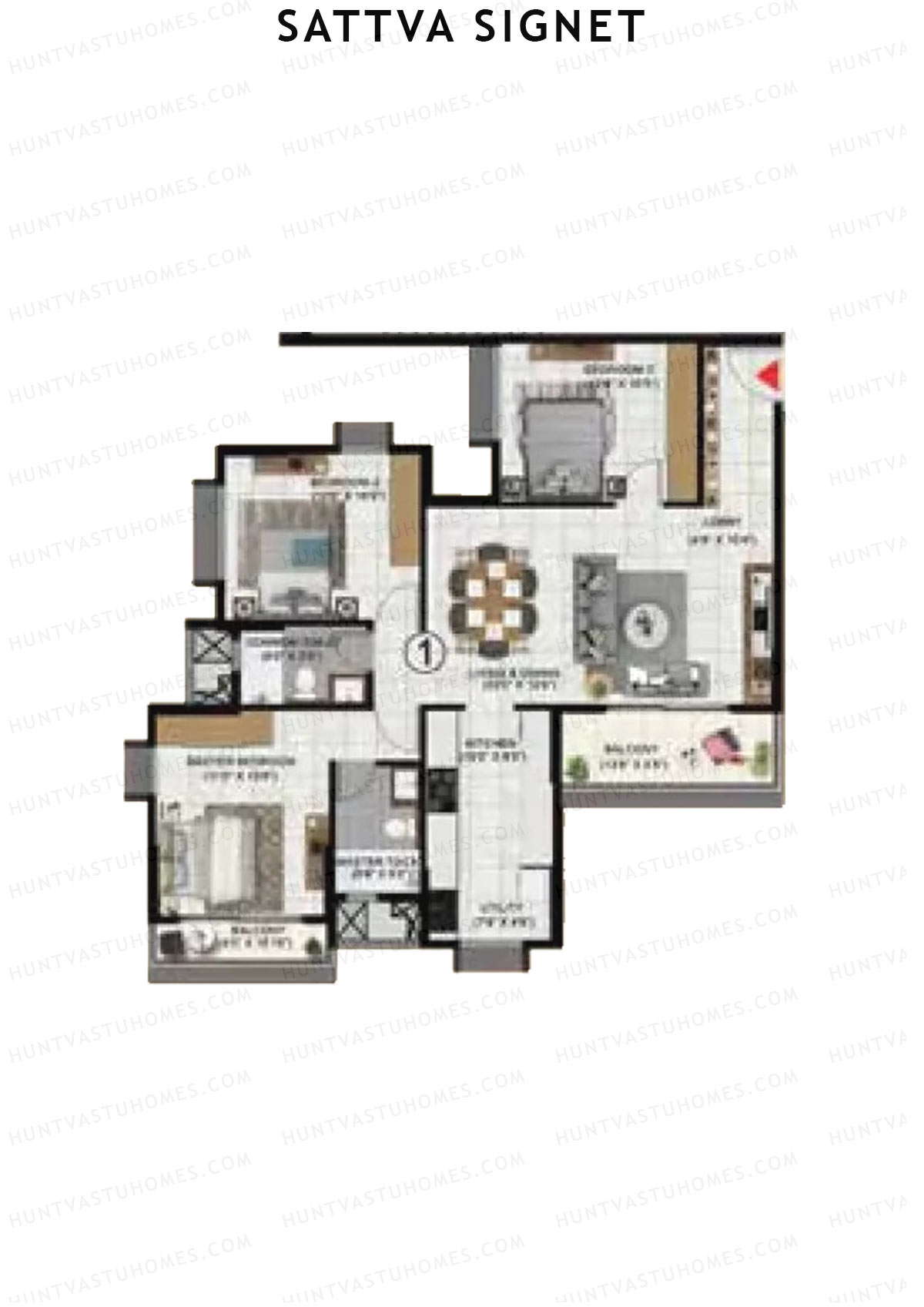 Sattva Signet Tower B Unit 1 (Type B1) Floor Plan