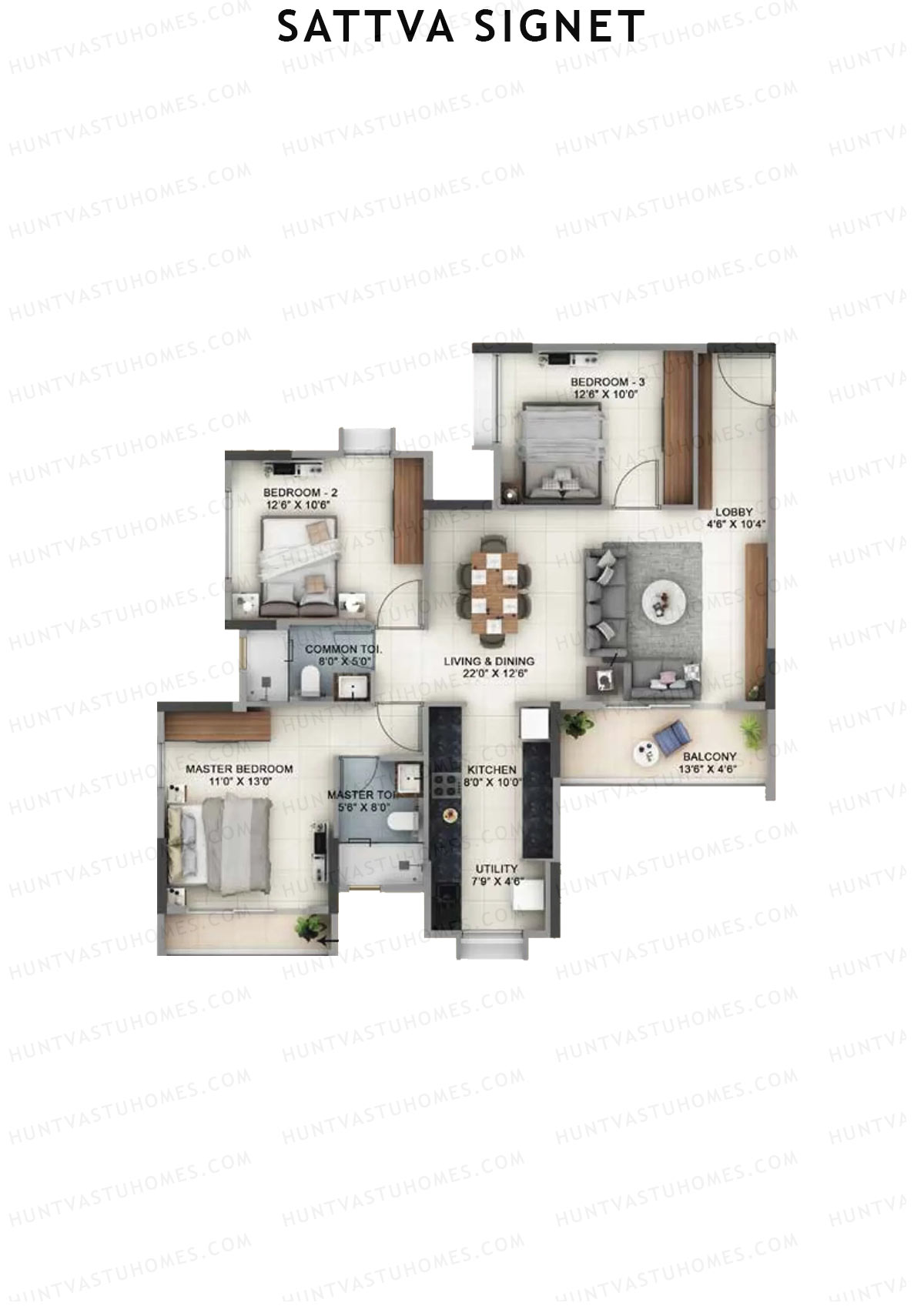 Sattva Signet Tower B Unit 1 (Type B) Floor Plan