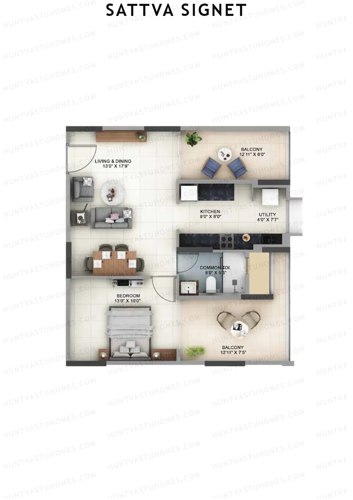 Sattva Signet Tower B Unit 3 (Type H2) Floor Plan