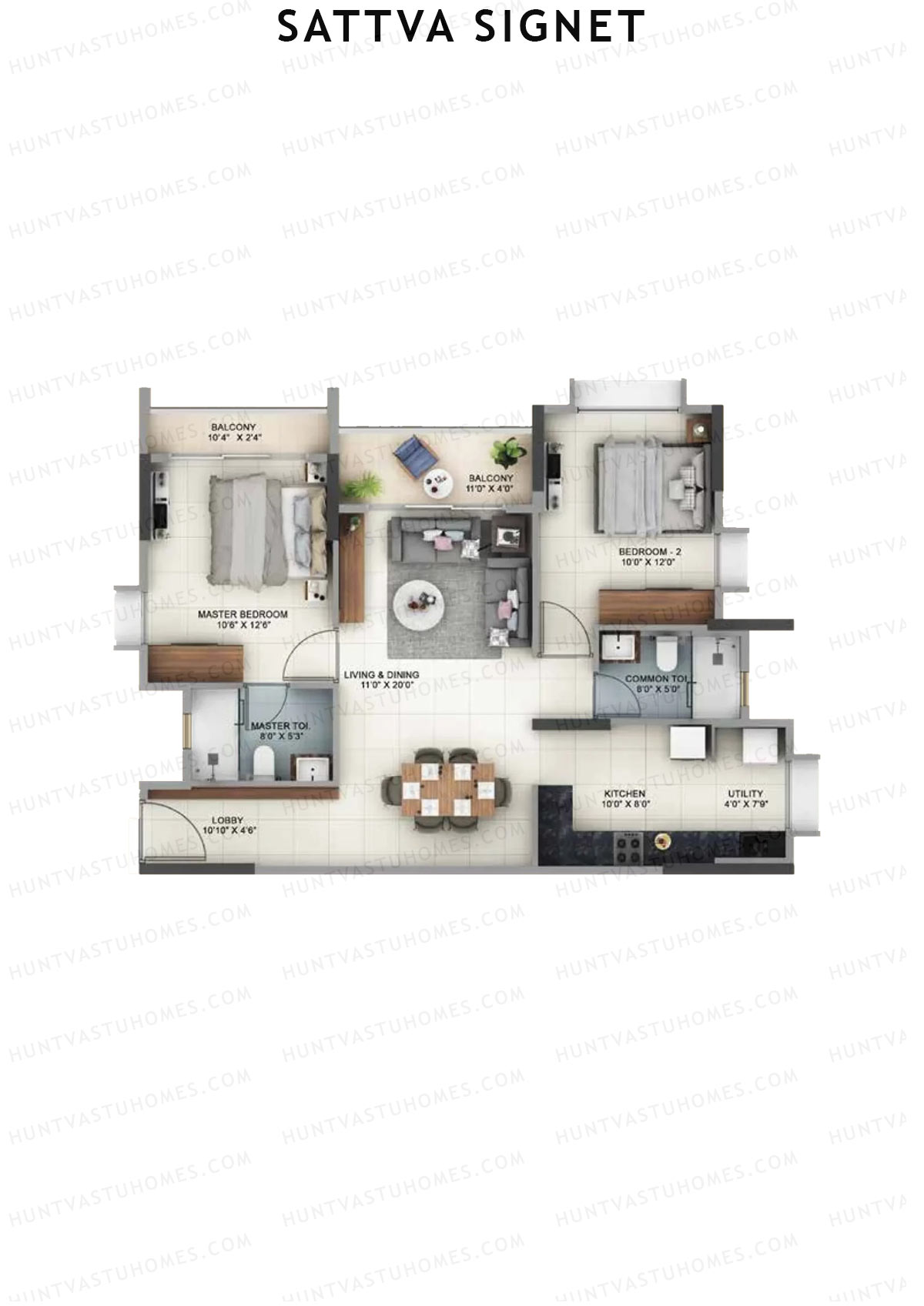 Sattva Signet Tower B Unit 4 (Type D1) Floor Plan