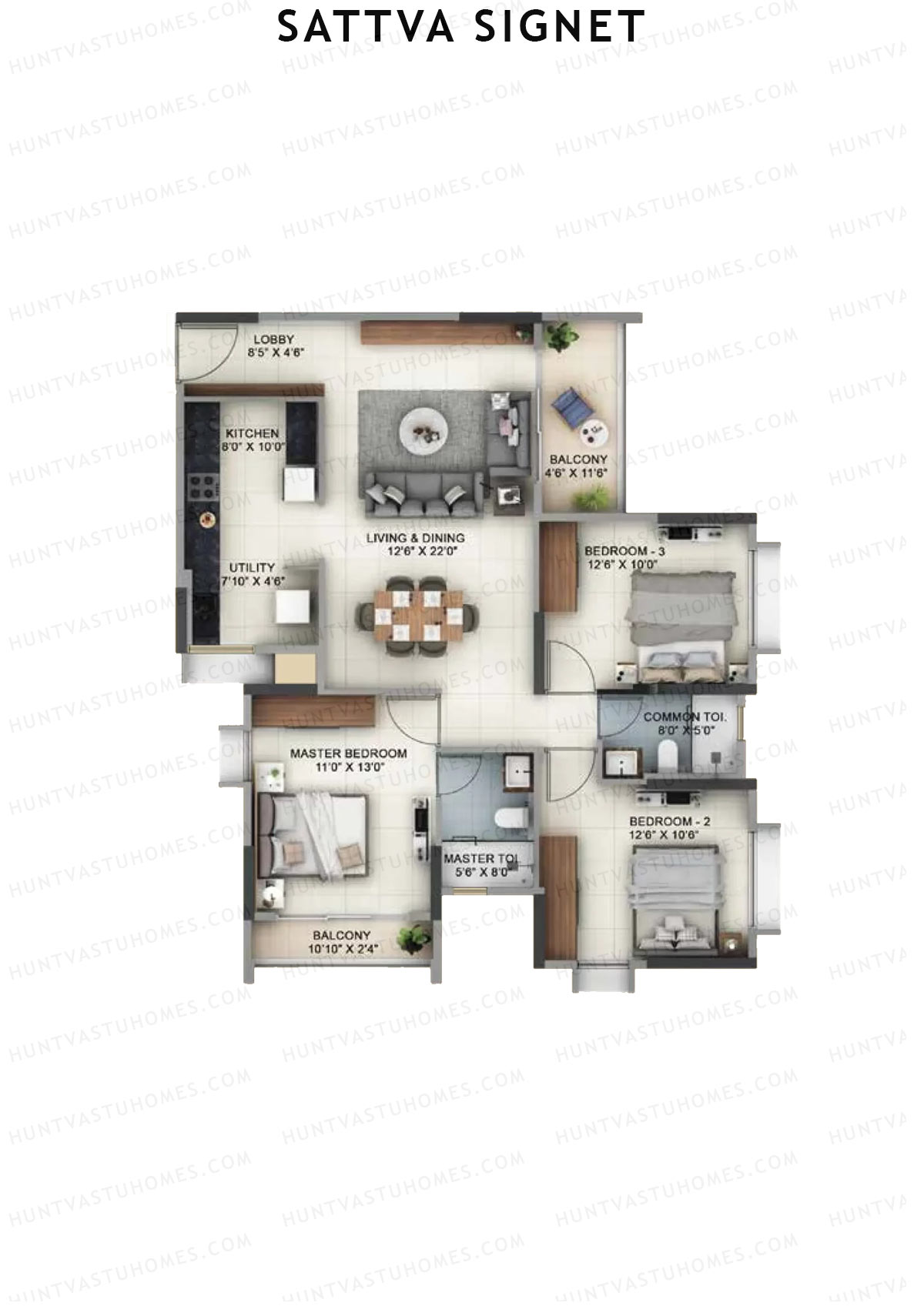 Sattva Signet Tower B Unit 6 (Type C1) Floor Plan
