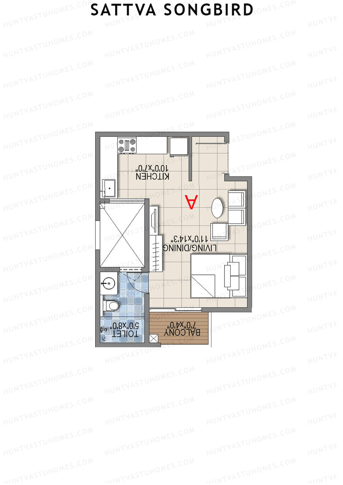 Sattva Songbird Tower 1 Unit 5 (Type A) Floor Plan