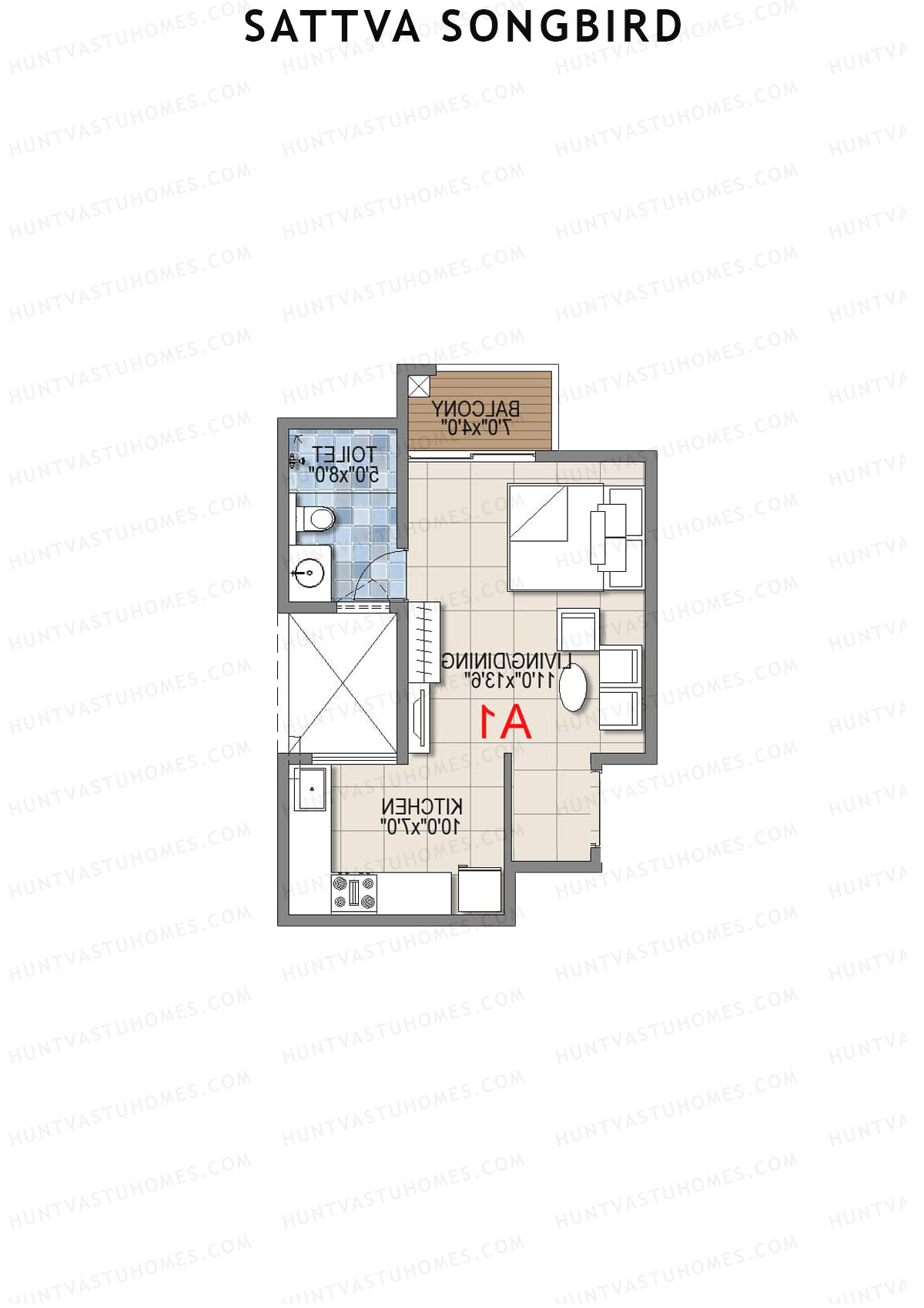 Sattva Songbird Tower 2 Unit 1 (Type A1) Floor Plan
