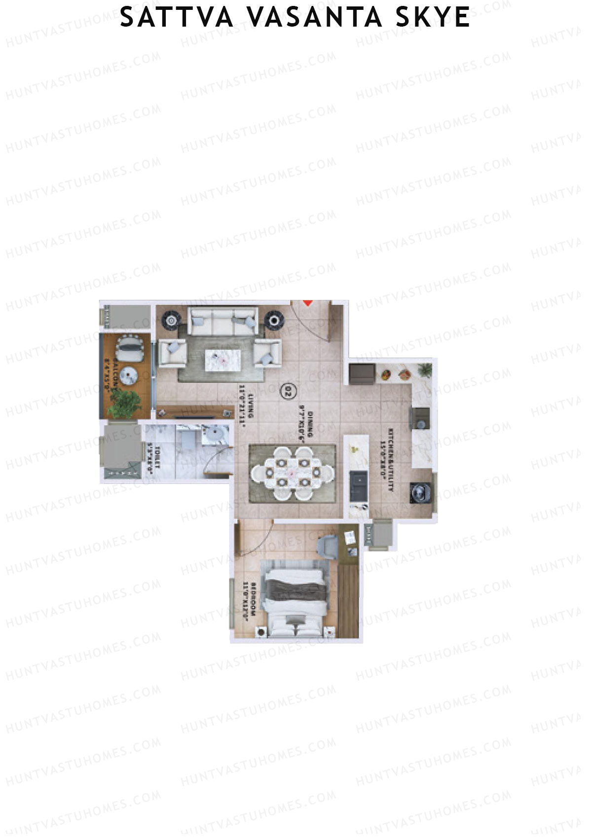 Sattva Vasanta Skye Block A Wing 4 Unit 2 (Type 4) Floor Plan