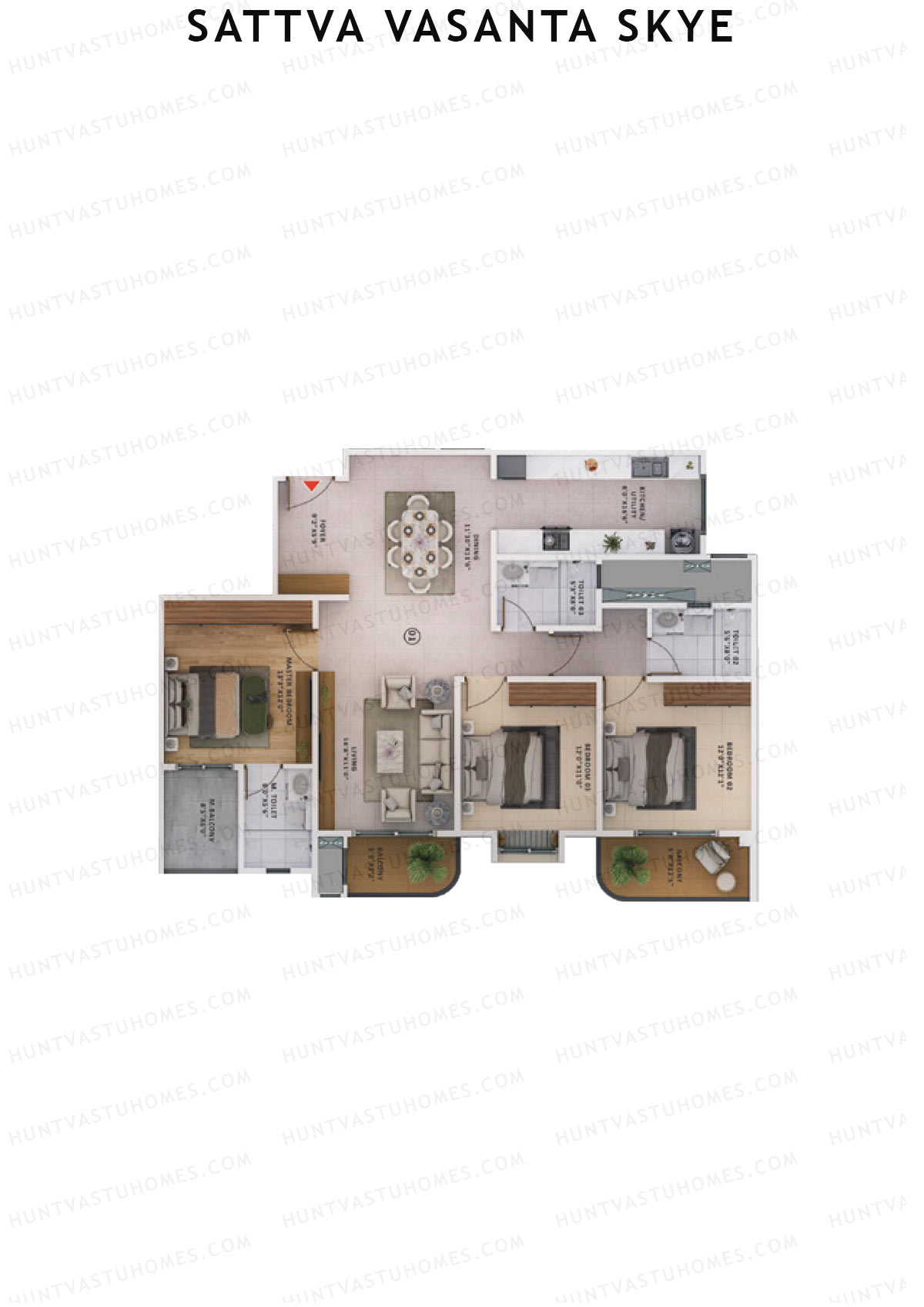 Sattva Vasanta Skye Block A Wing 6 Unit 1 (Type 7) Floor Plan