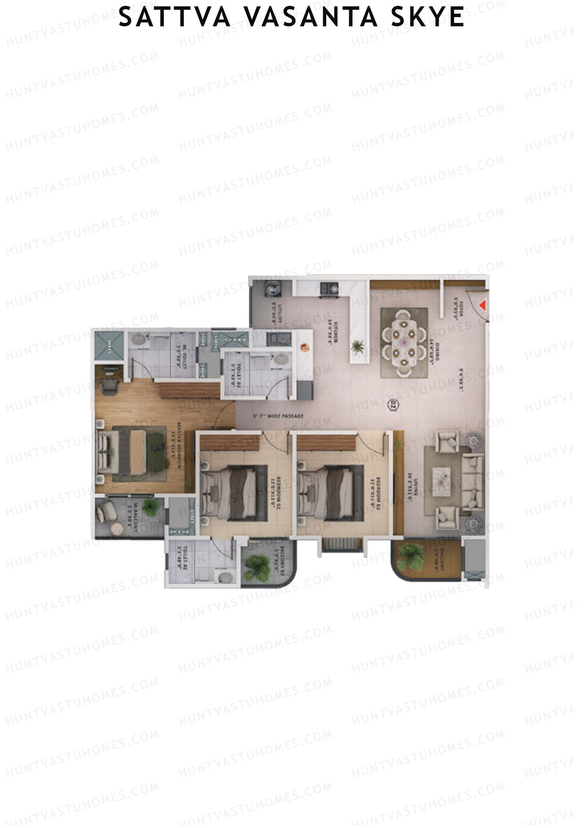 Sattva Vasanta Skye Block A Wing 6 Unit 2 (Type 8) Floor Plan