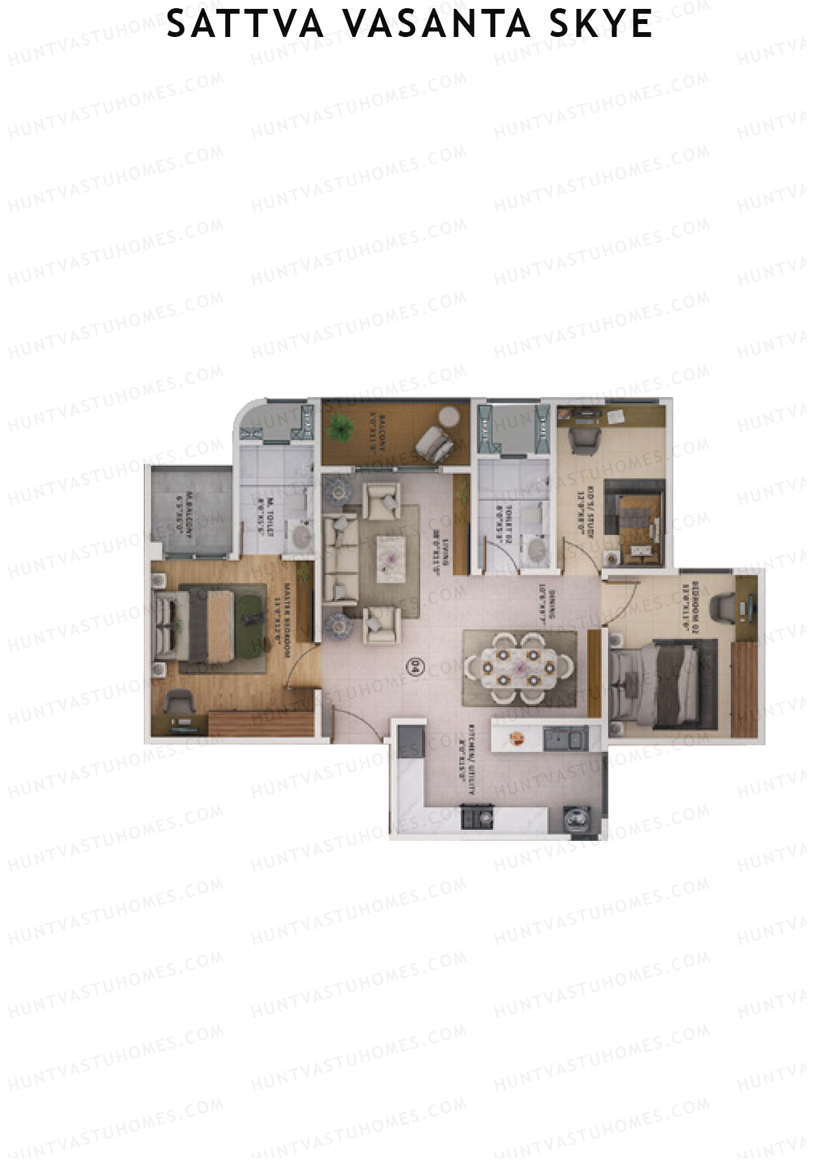 Sattva Vasanta Skye Block A Wing 6 Unit 4 (Type 6) Floor Plan