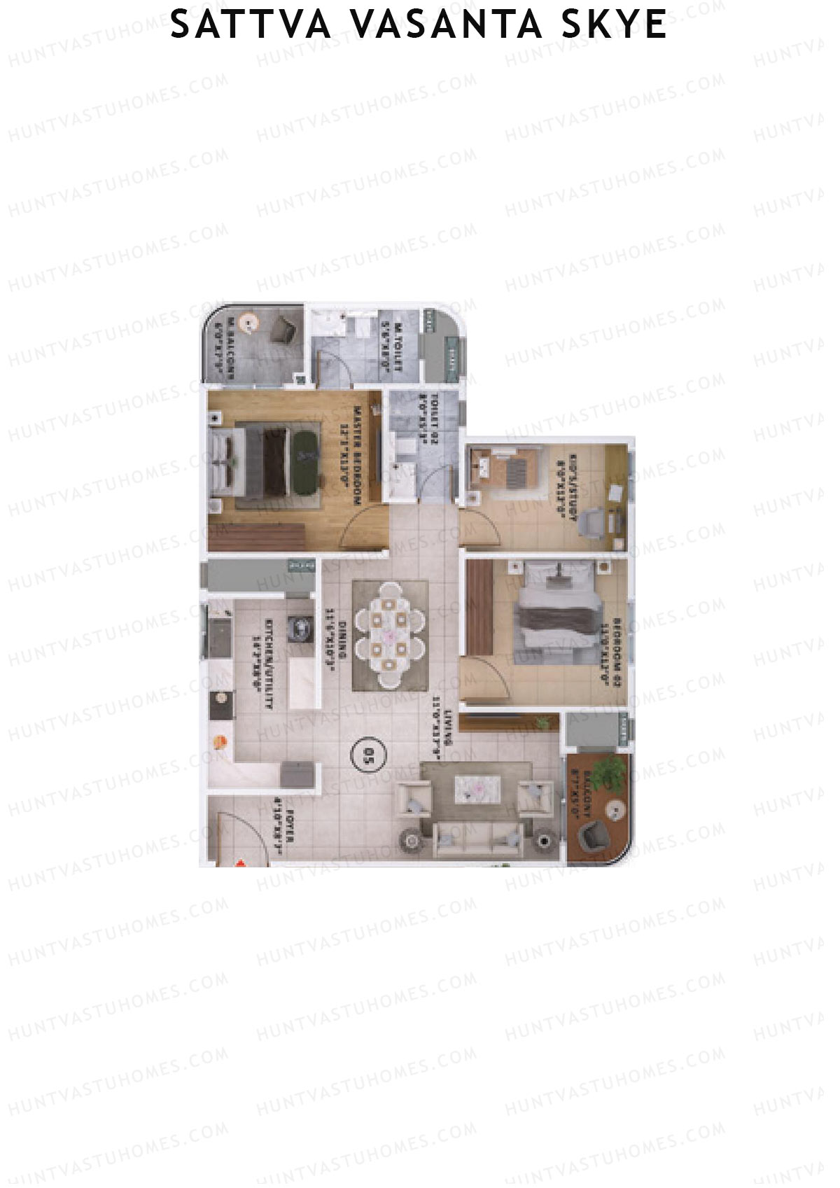 Sattva Vasanta Skye Block B Wing 12 Unit 5 (Type 8) Floor Plan