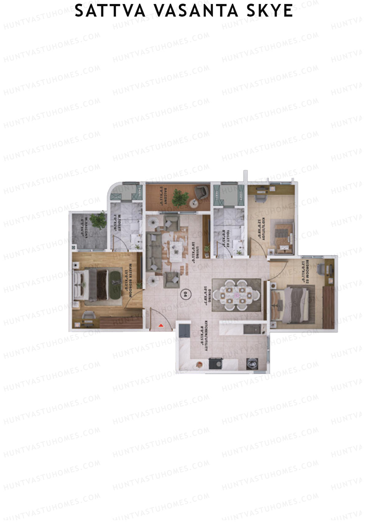 Sattva Vasanta Skye Block B Wing 9 Unit 4 (Type 6) Floor Plan