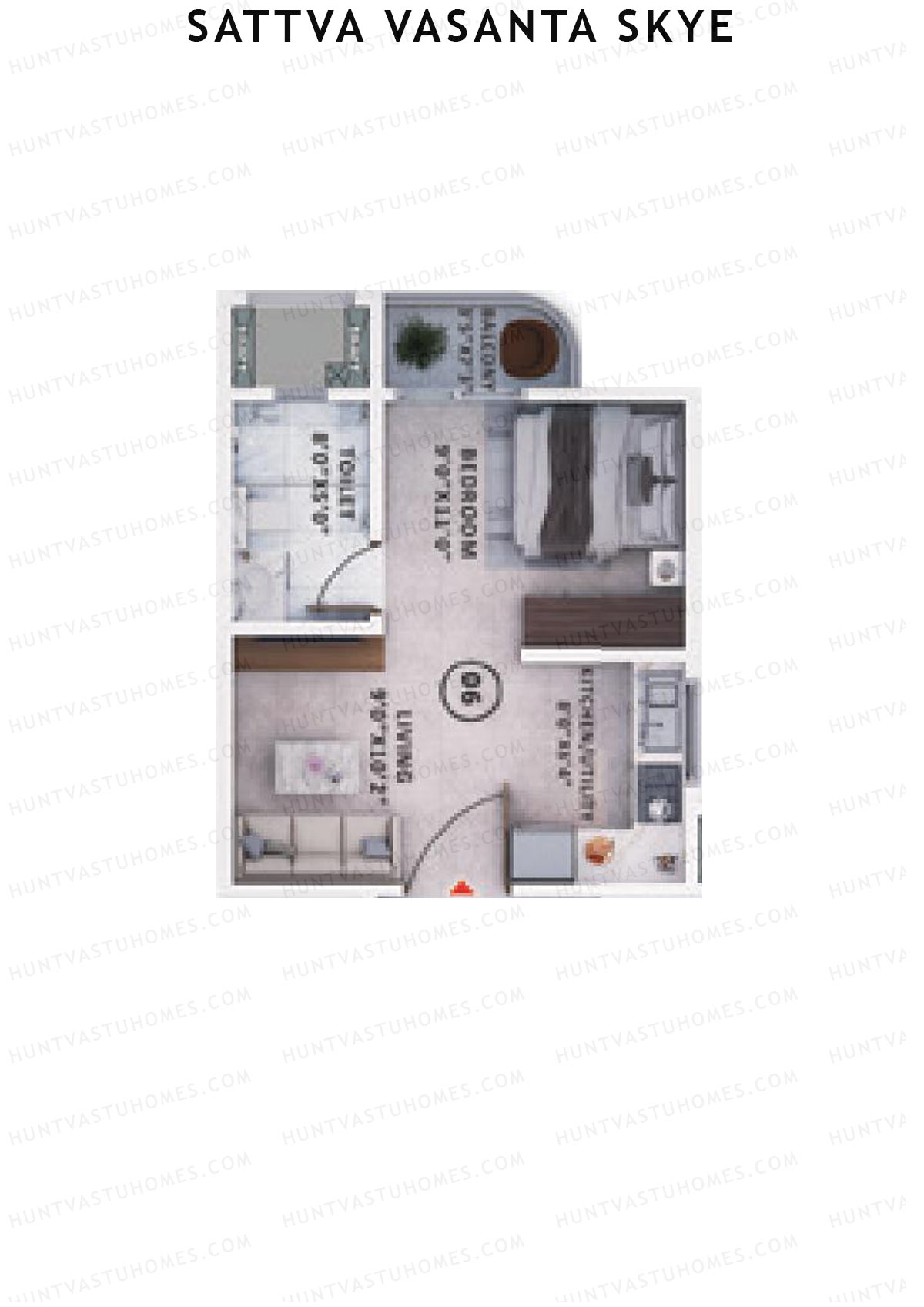 Sattva Vasanta Skye Block C Wing 15 Unit 6 (Type 2) Floor Plan