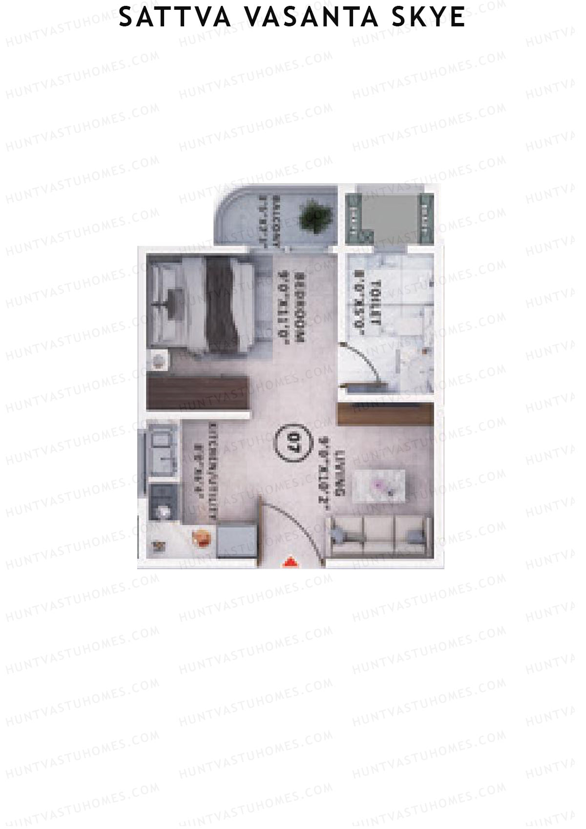 Sattva Vasanta Skye Block C Wing 15 Unit 7 (Type 1) Floor Plan