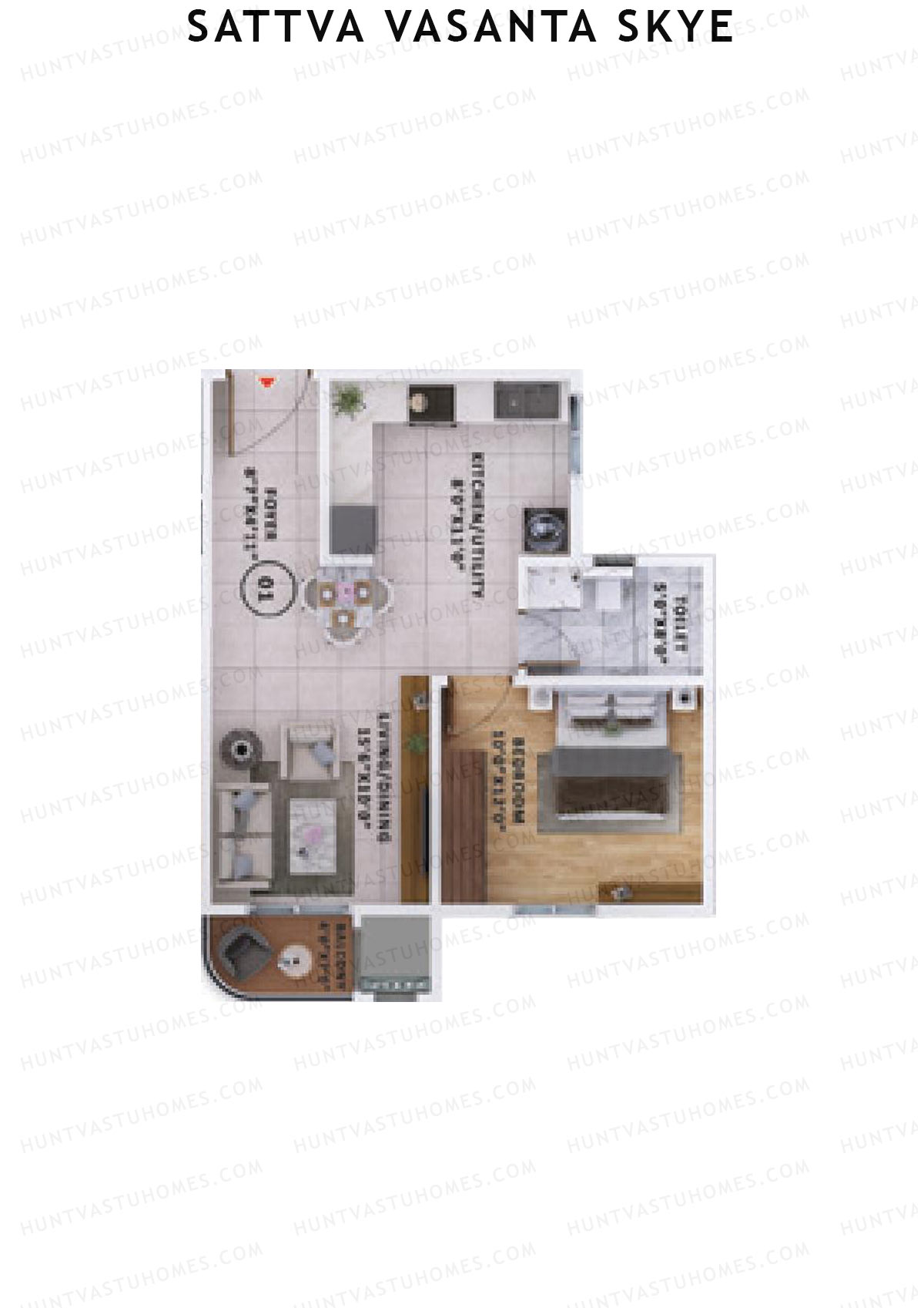 Sattva Vasanta Skye Block C Wing 16 Unit 1 (Type 2) Floor Plan