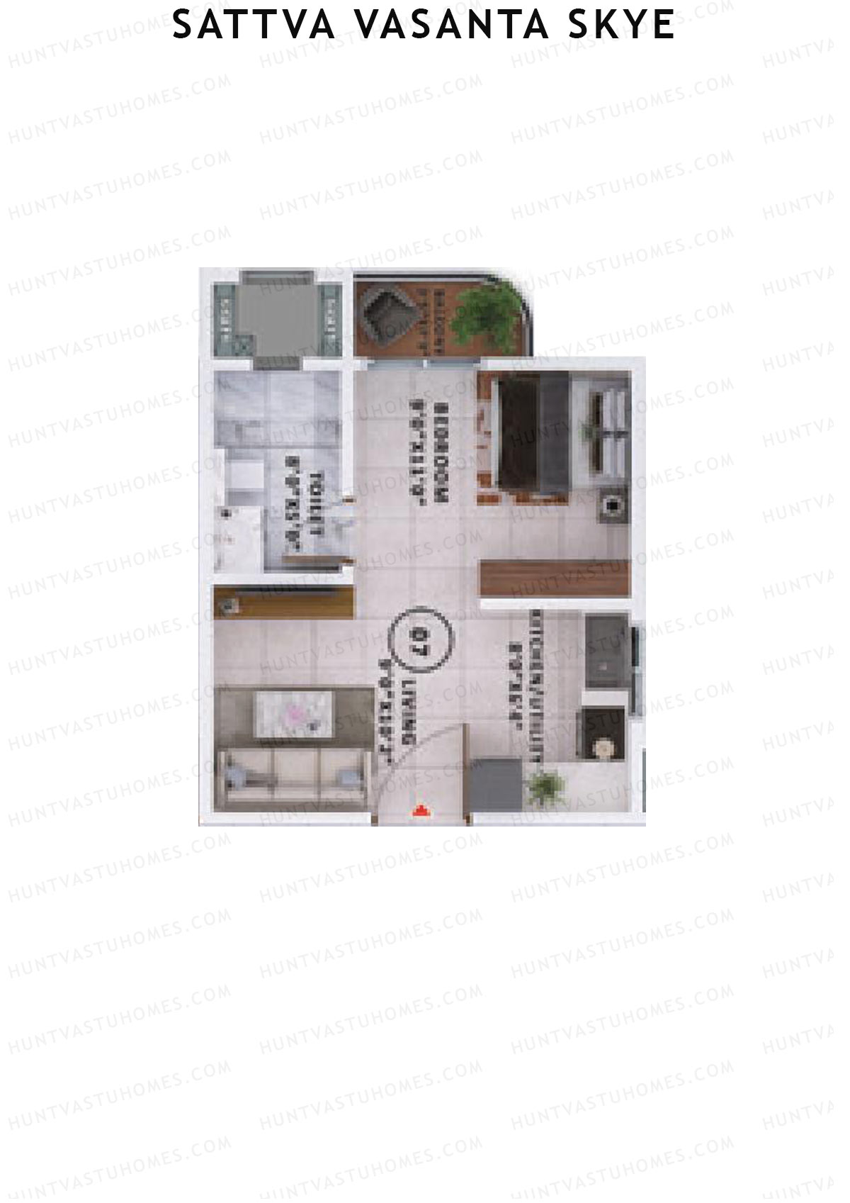 Sattva Vasanta Skye Block C Wing 16 Unit 7 (Type 1) Floor Plan