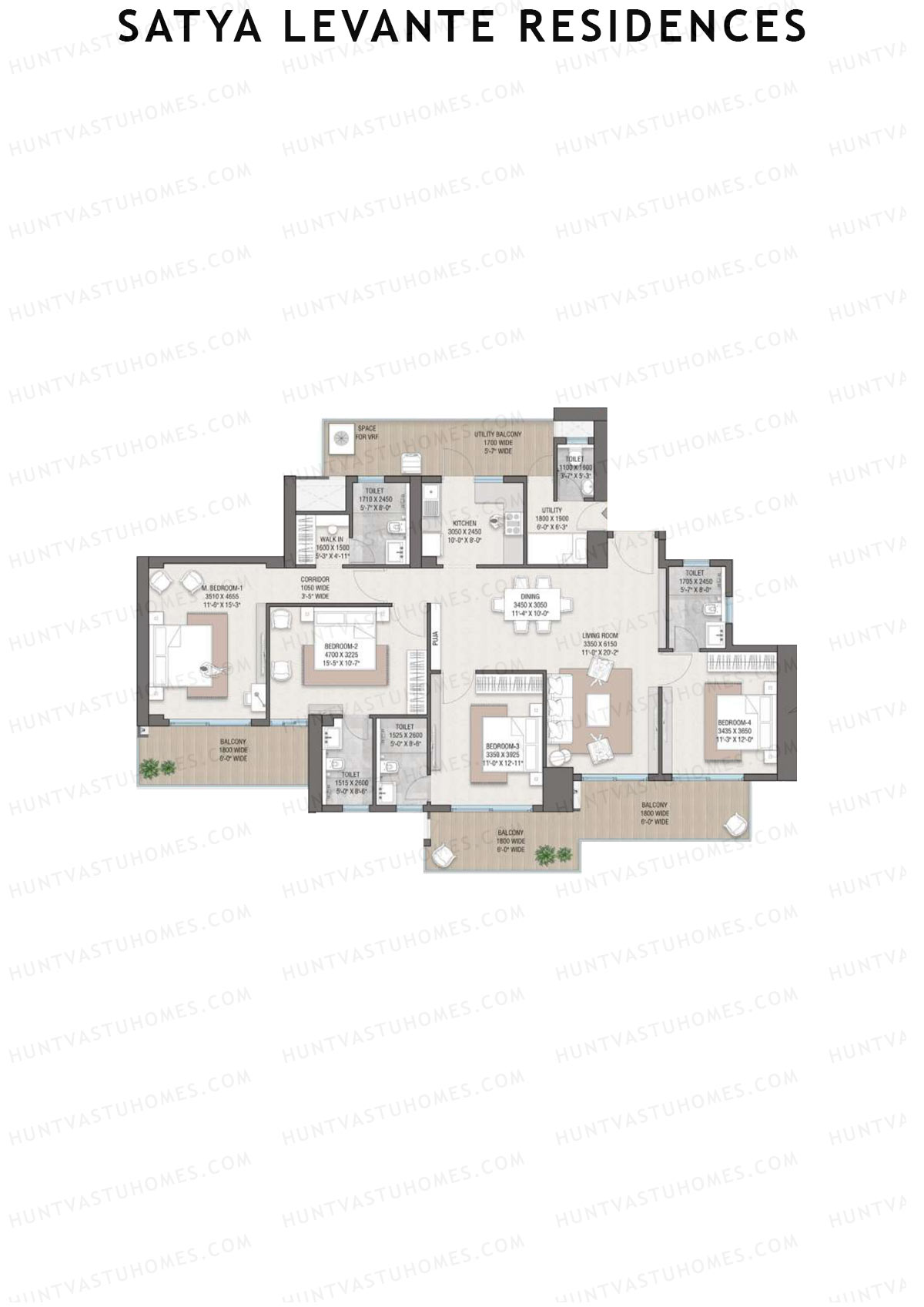 Satya Levante Residences Tower 2 Unit 4 (Type 3) Floor Plan