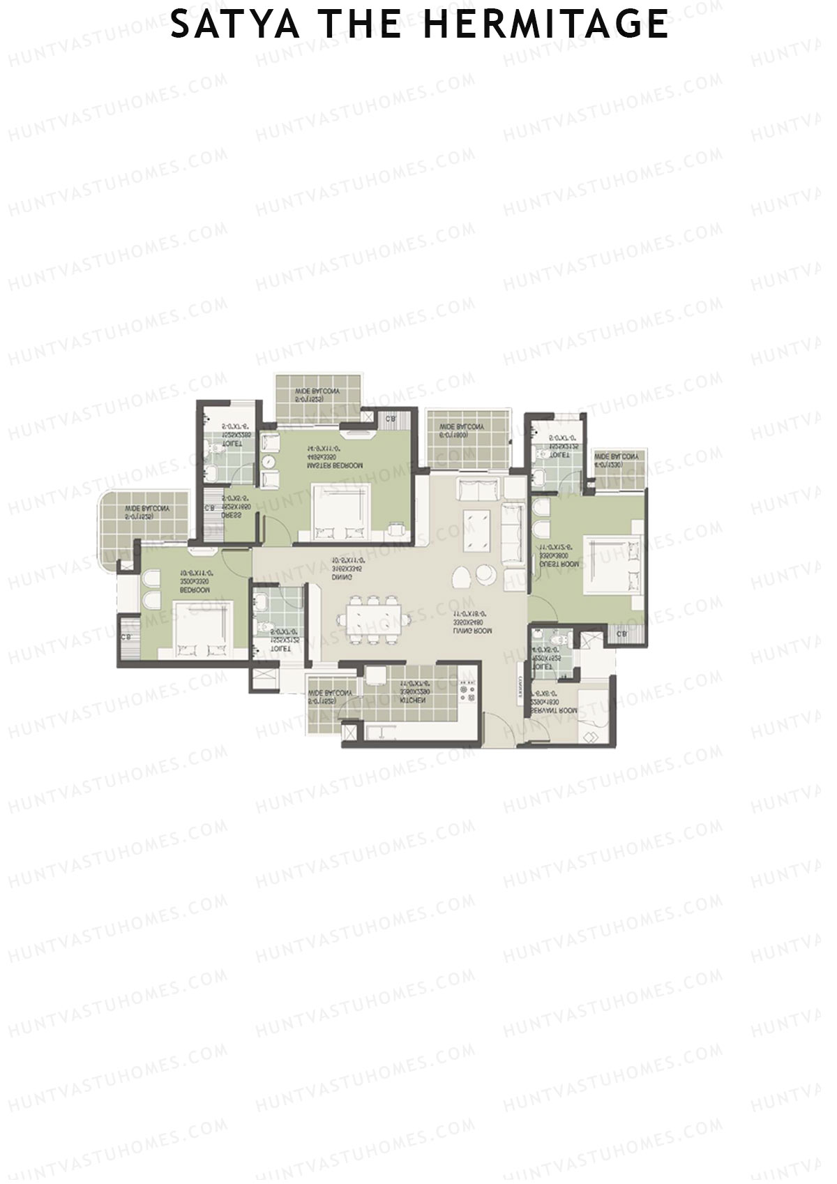 Satya The Hermitage Tower 1 Unit 3 (Type A) Floor Plan